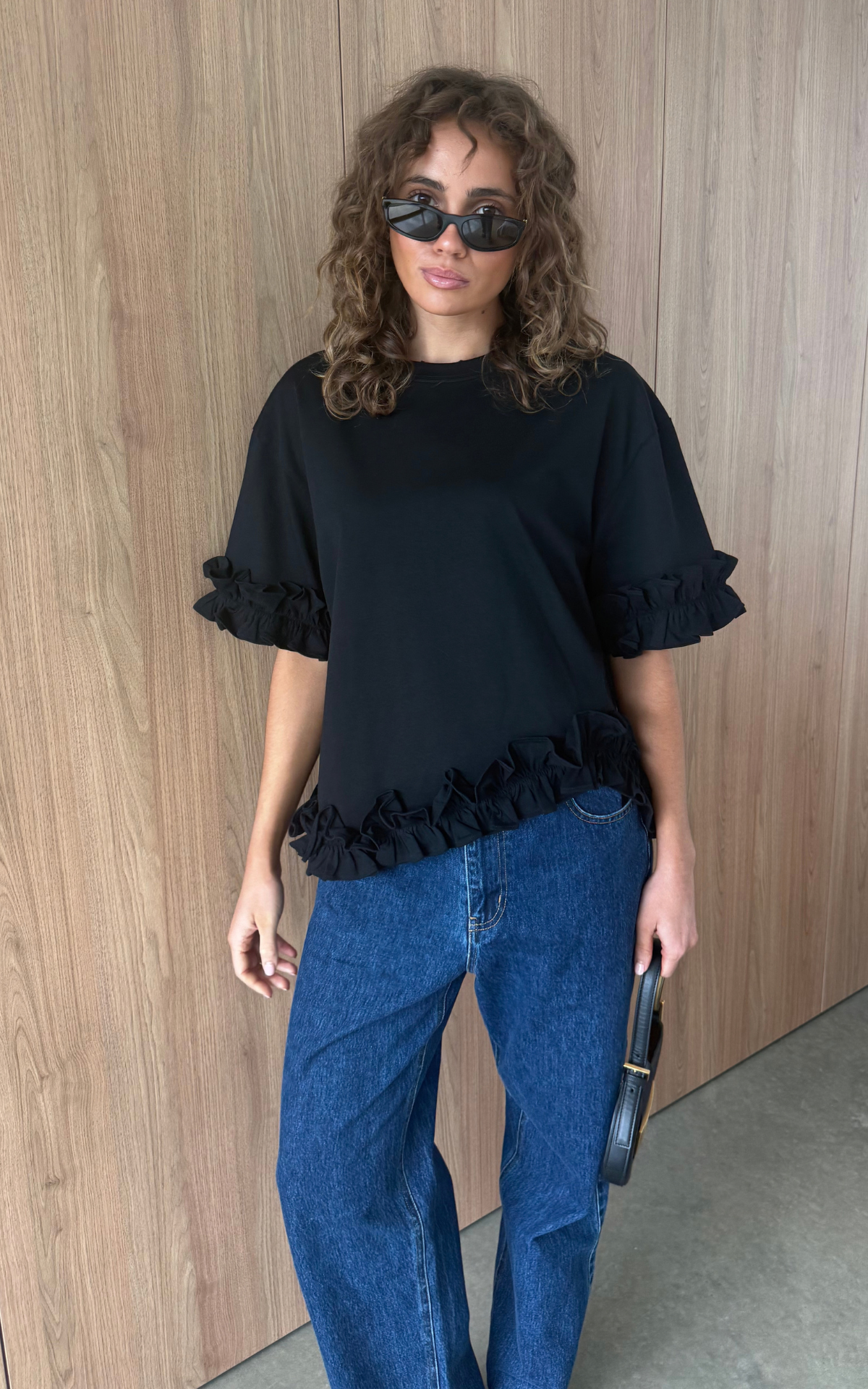 Ruffle Tee - Black