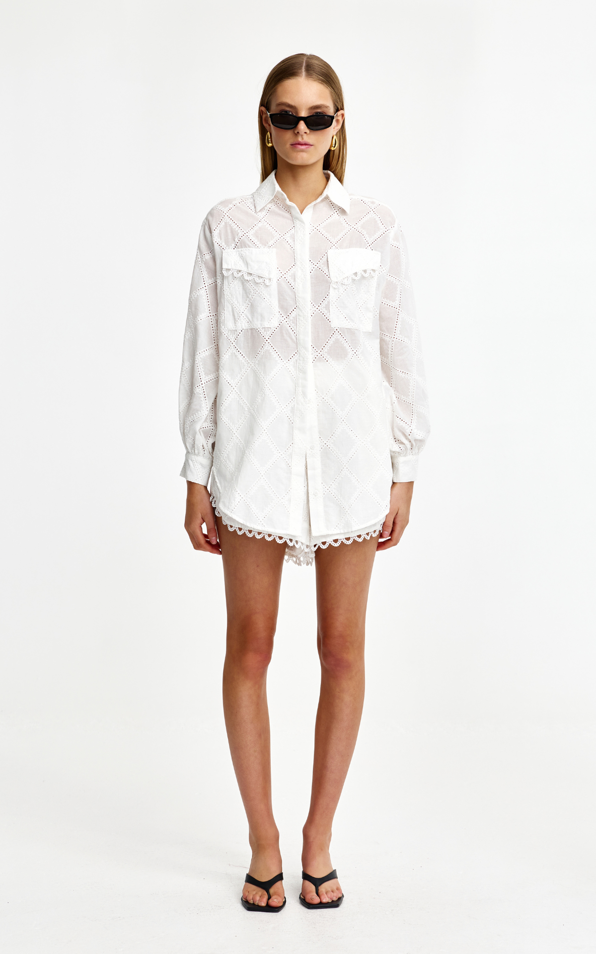 Laurel Diamond Lace Shirt - Ivory