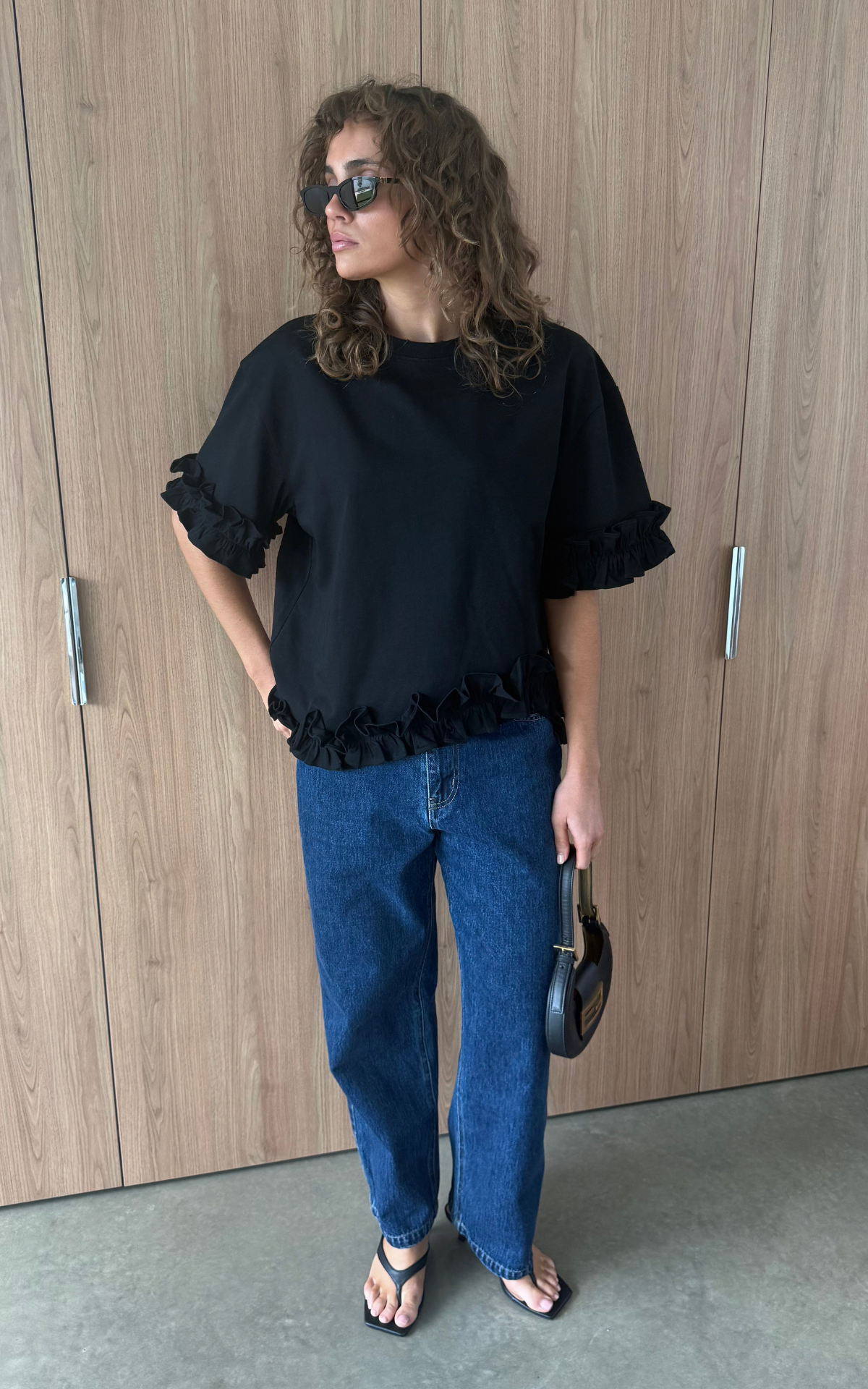 Ruffle Tee - Black