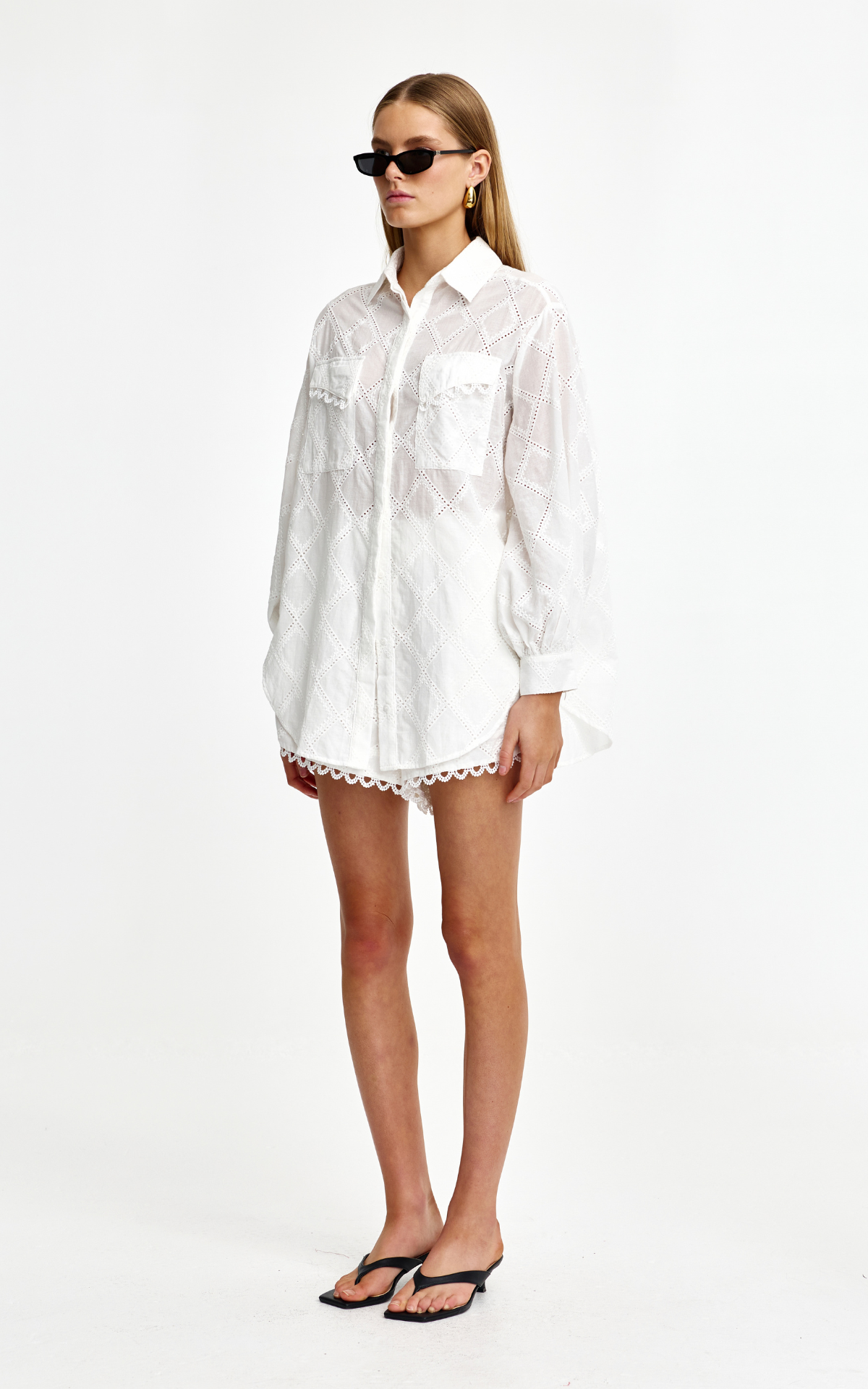 Laurel Diamond Lace Shirt - Ivory