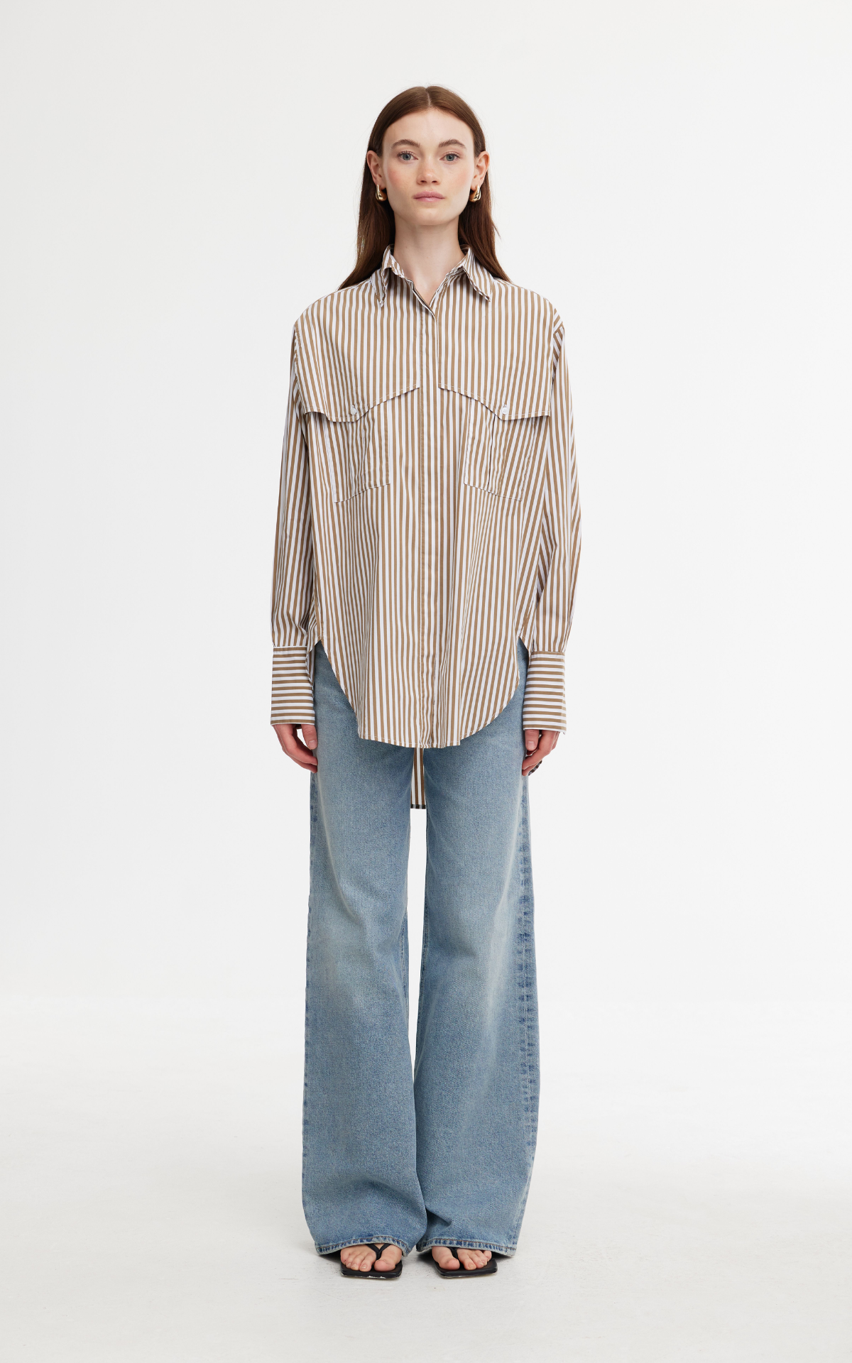 Riley Shirt - Stone/Ivory Stripe