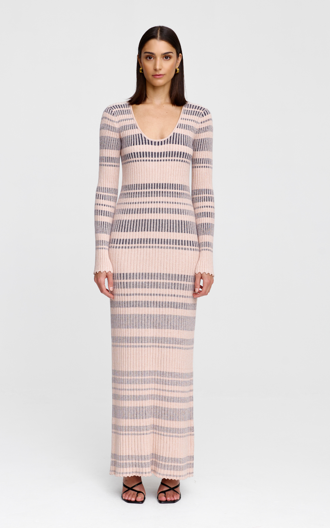 Celeste Knit Dress - Stone + Navy Stripe