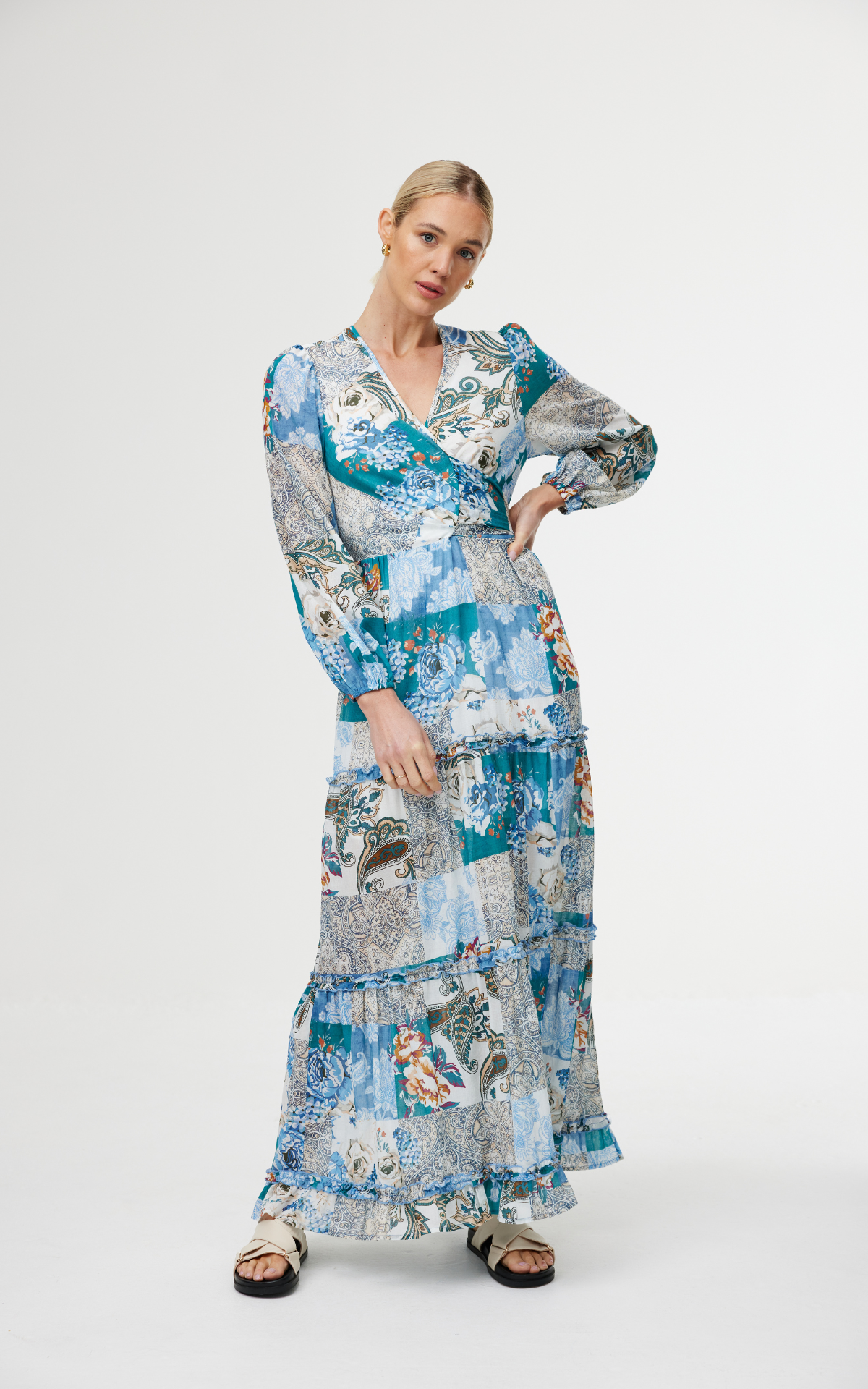Lili Dress - Cyan Patchwork