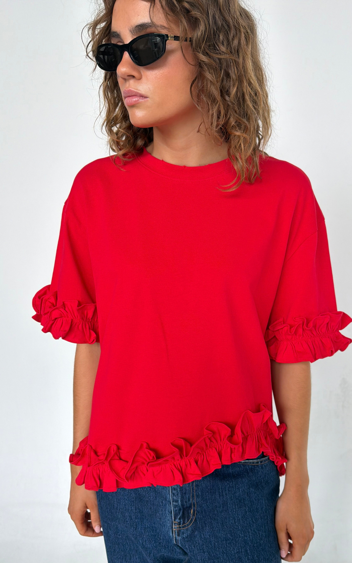 Ruffle Tee - Red