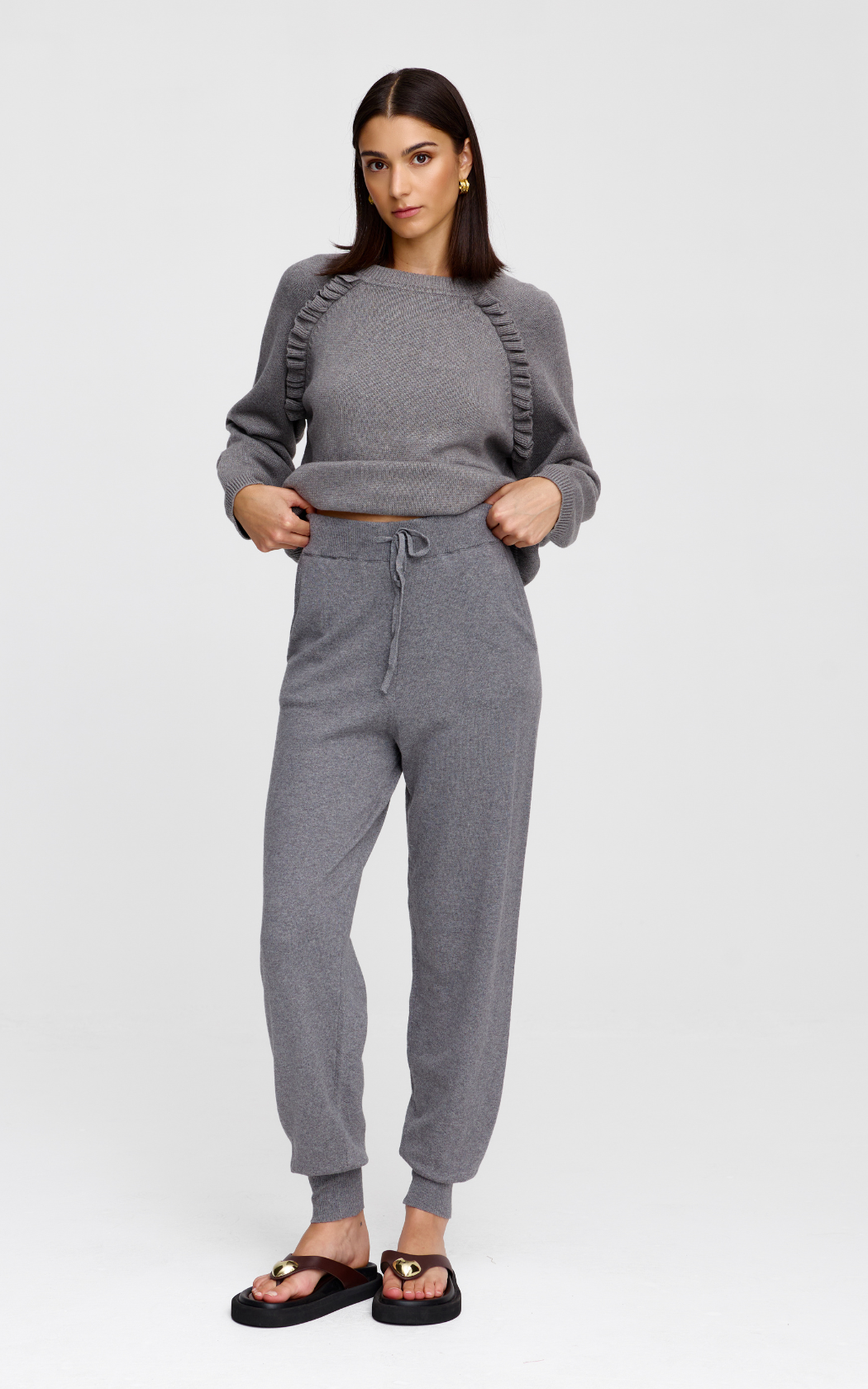 Eliza Knit Pant - Grey Marle
