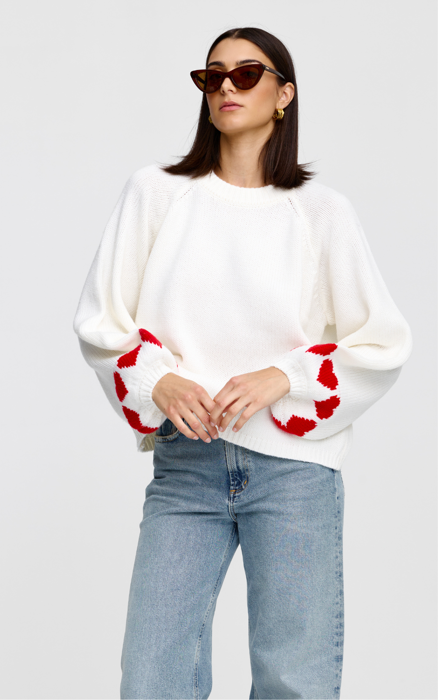 Cherie Hearts Knit - Ivory