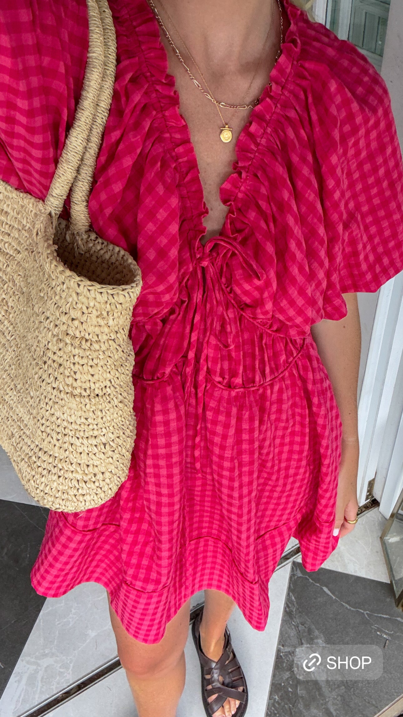 Pia Mini Dress - Rosas Gingham
