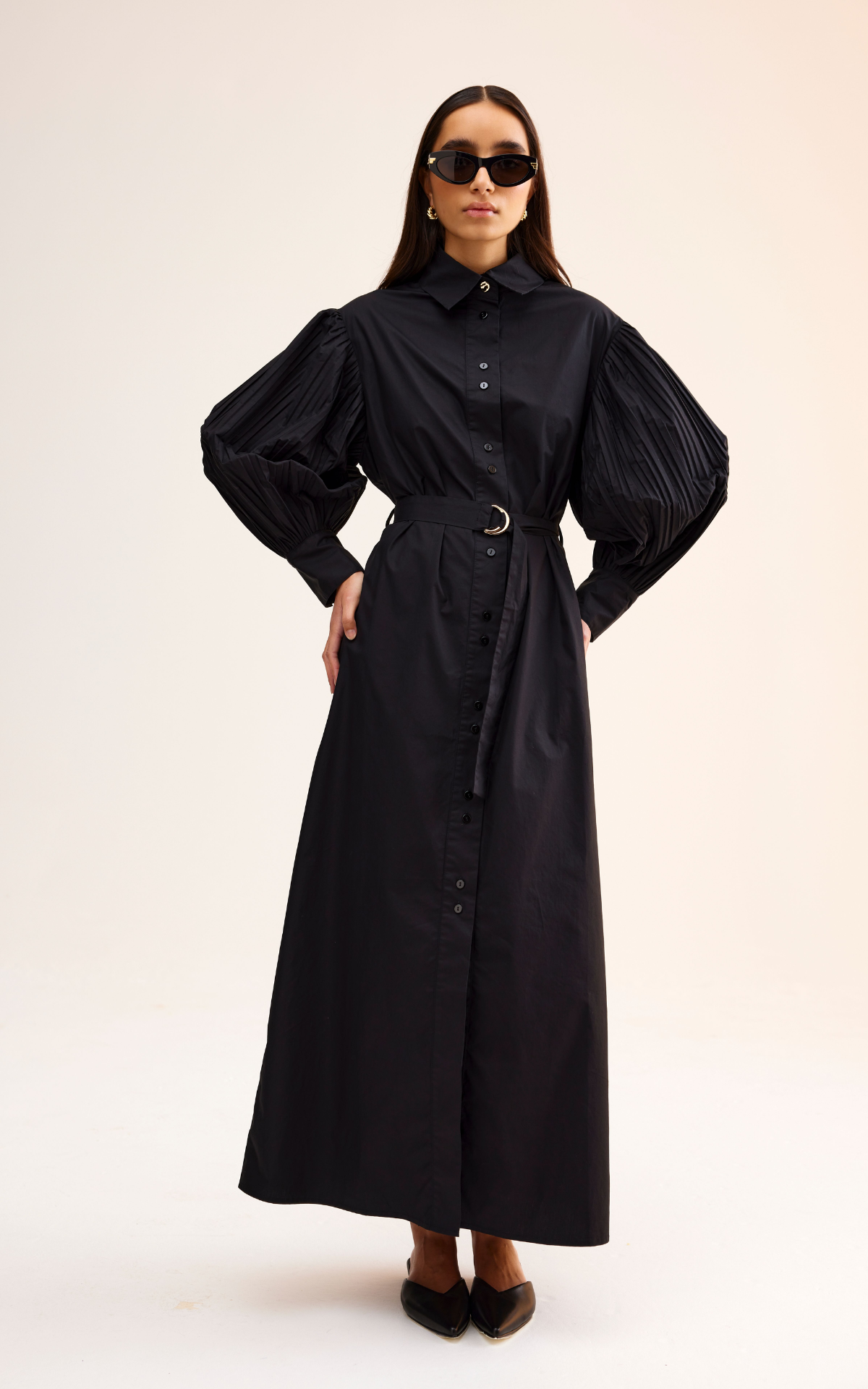 Harlow Pleat Dress - Black