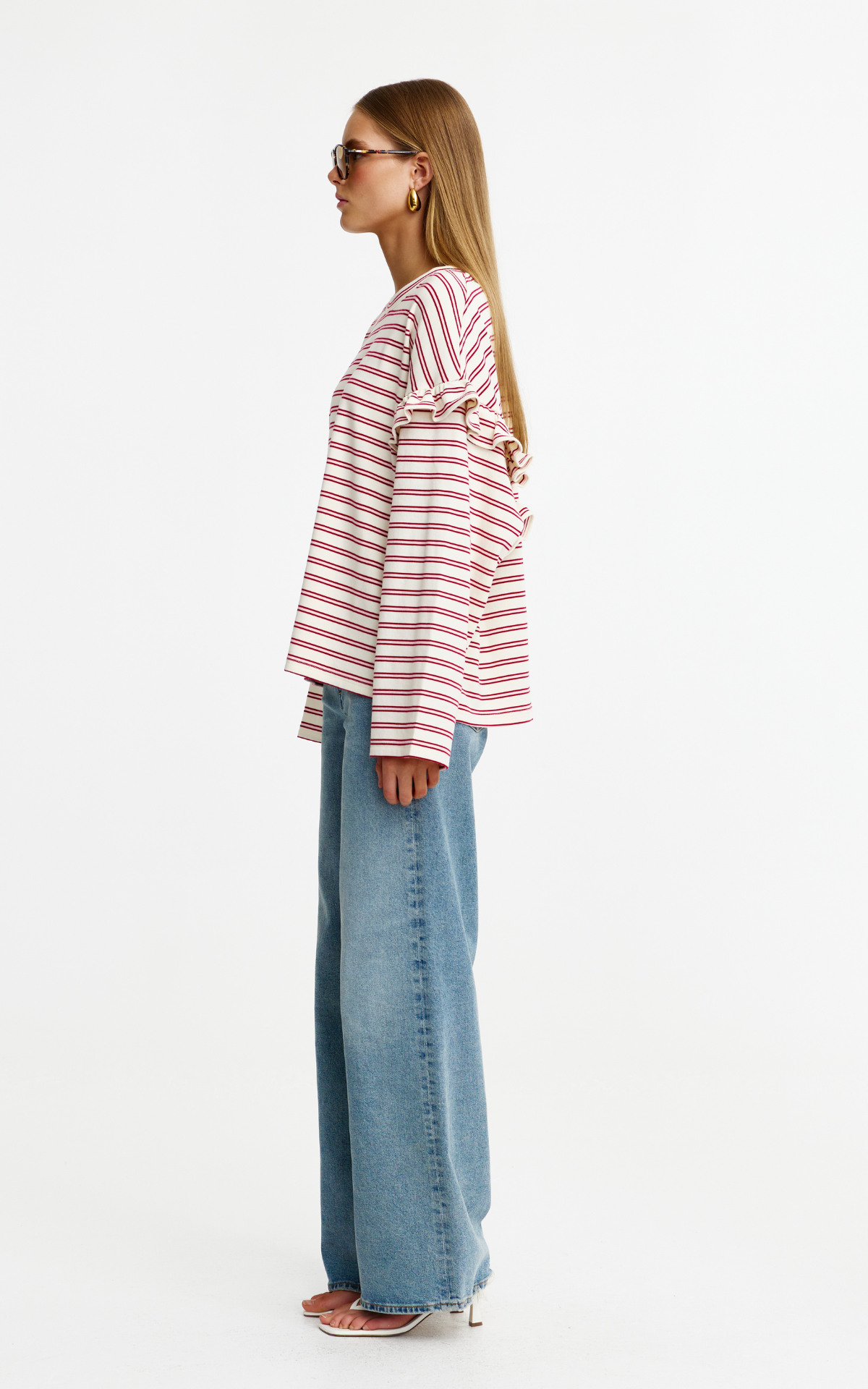 James LS Tee - Red + Pink Stripe