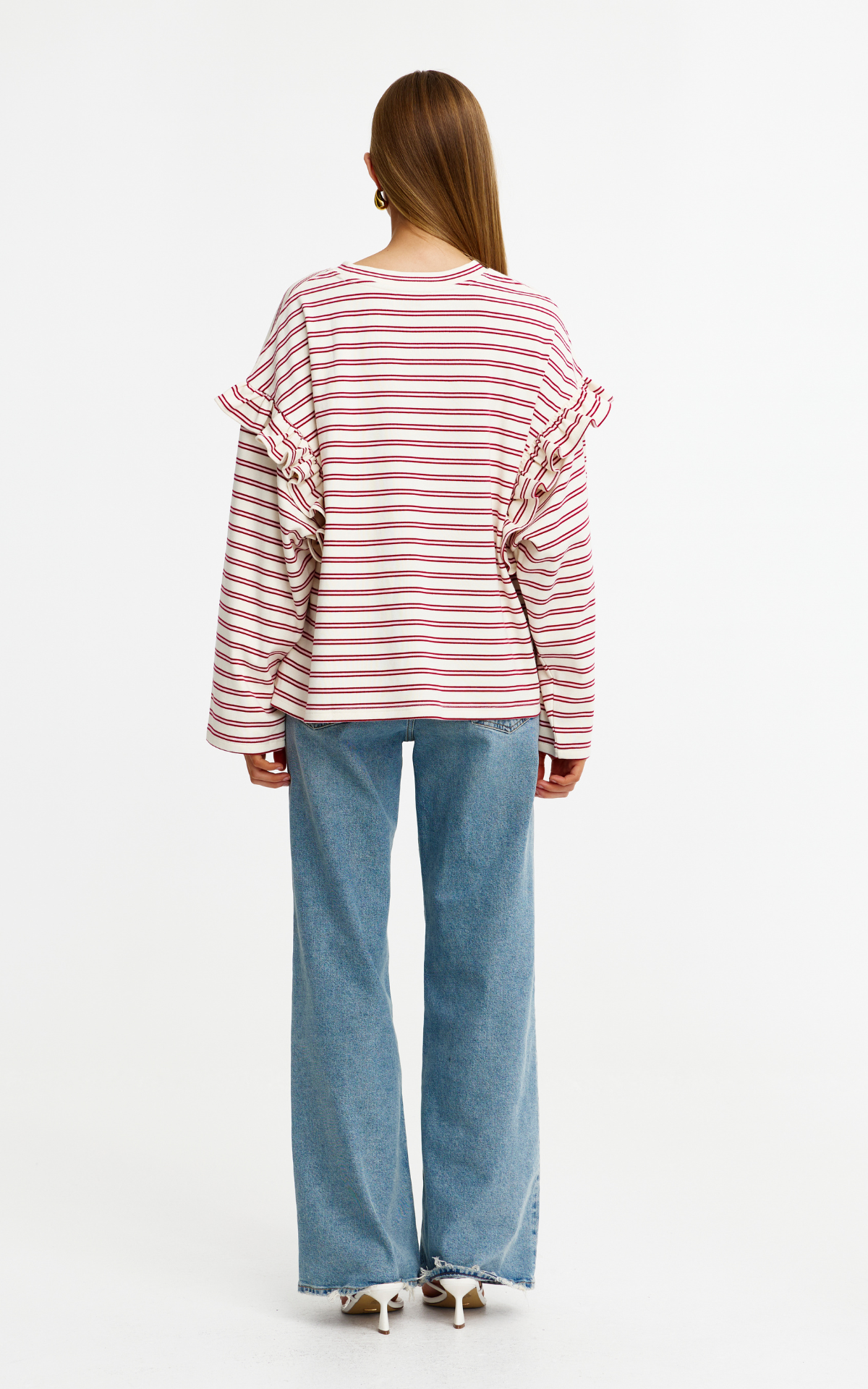 James LS Tee - Red + Pink Stripe