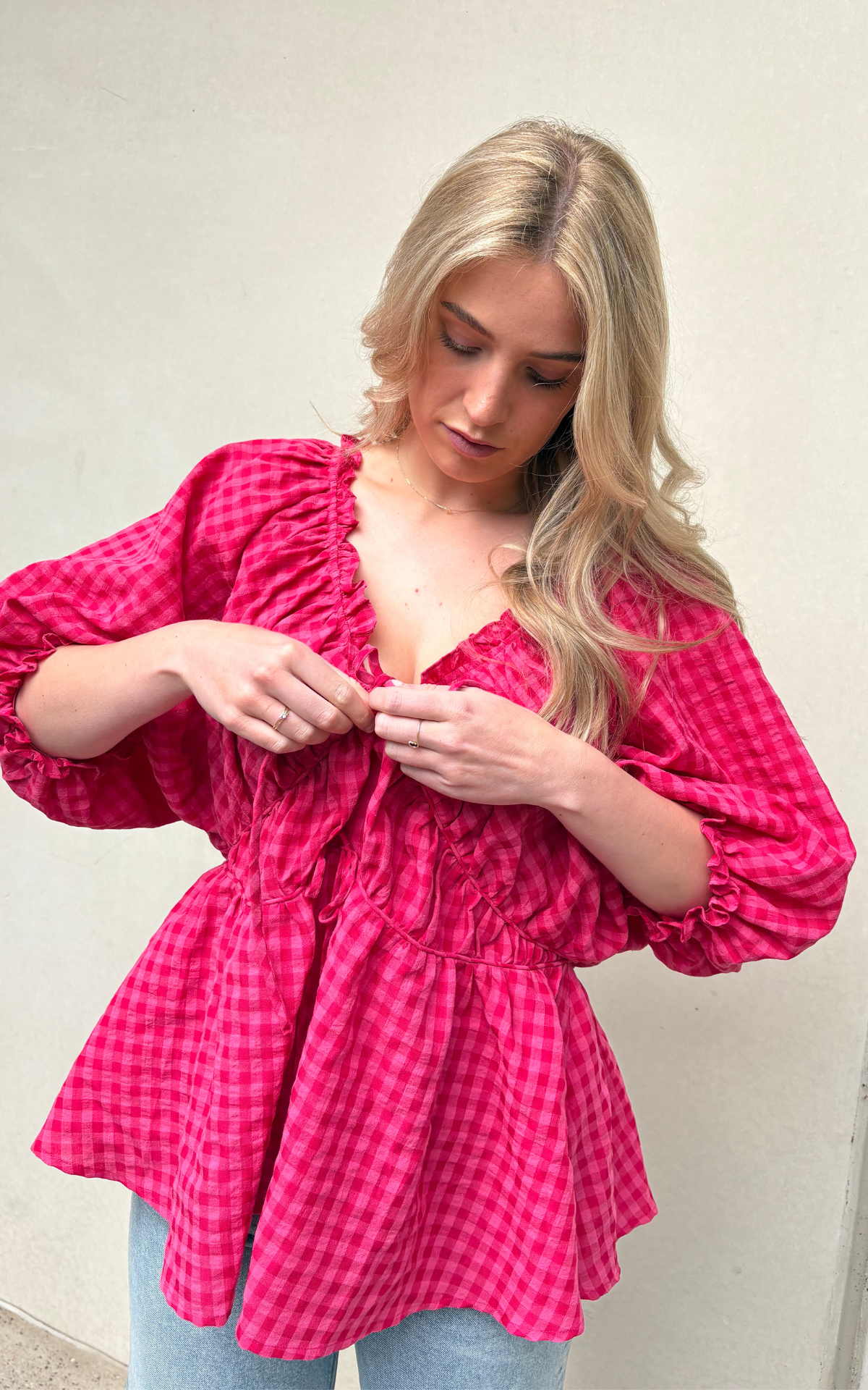 Pia Top - Rosas Gingham
