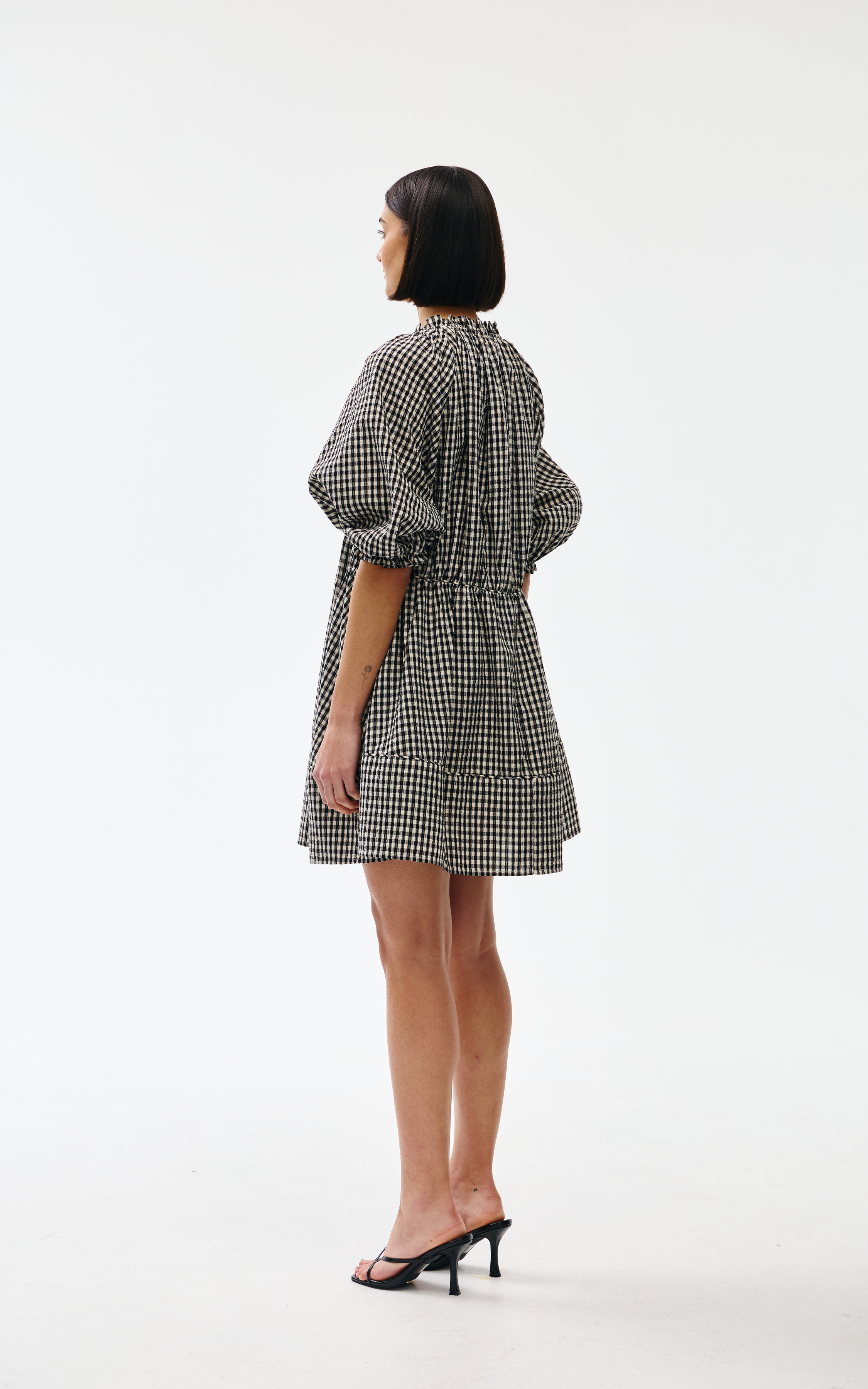 Pia Mini Dress - Black & Ivory Gingham