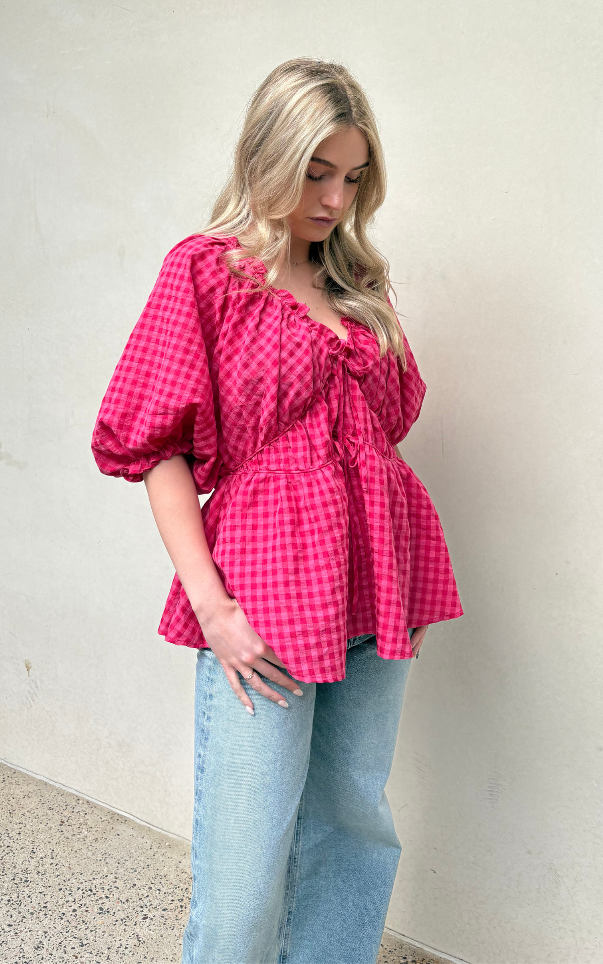 Pia Top - Rosas Gingham