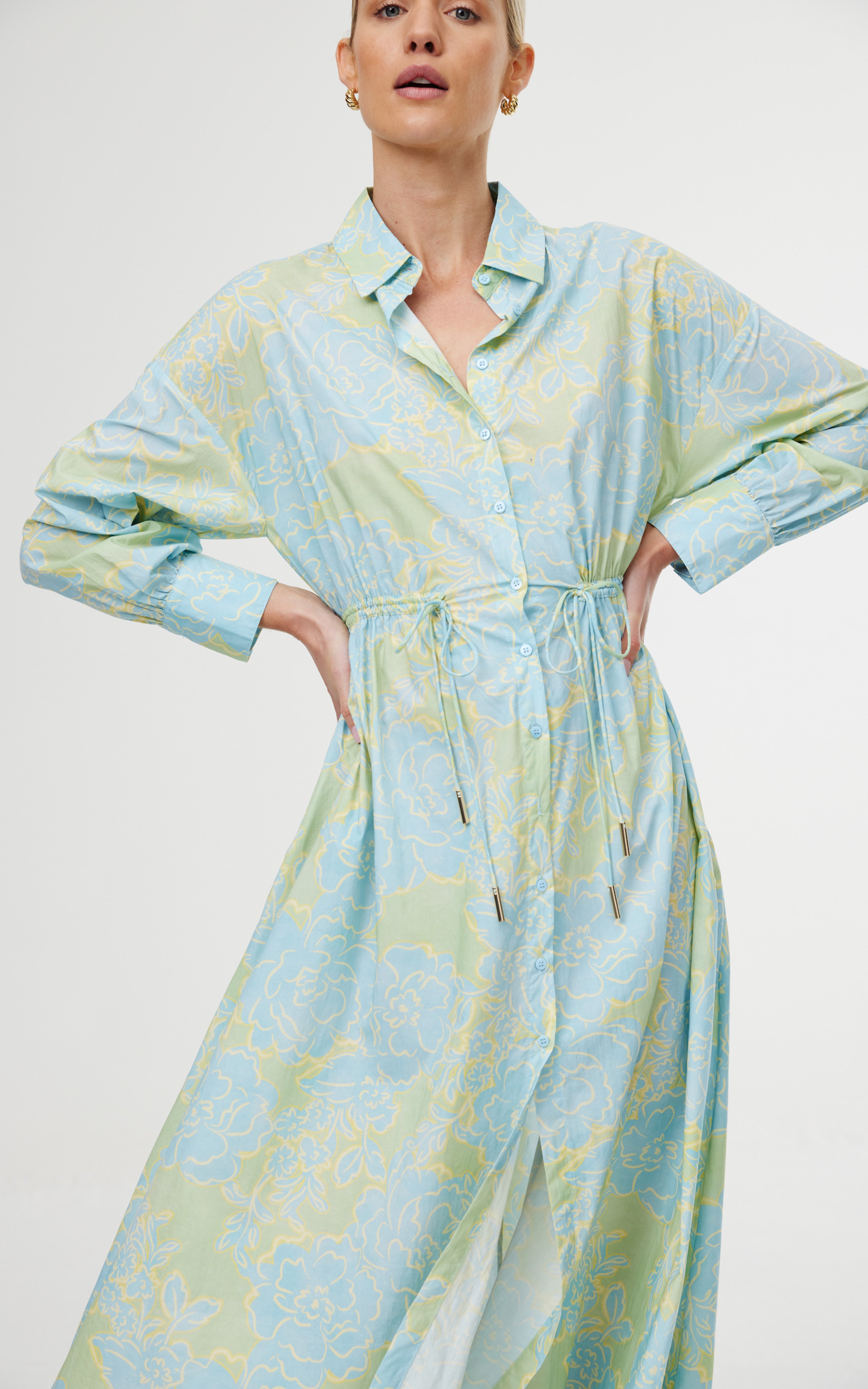 Isla Shirt Dress - Ocean Bloom