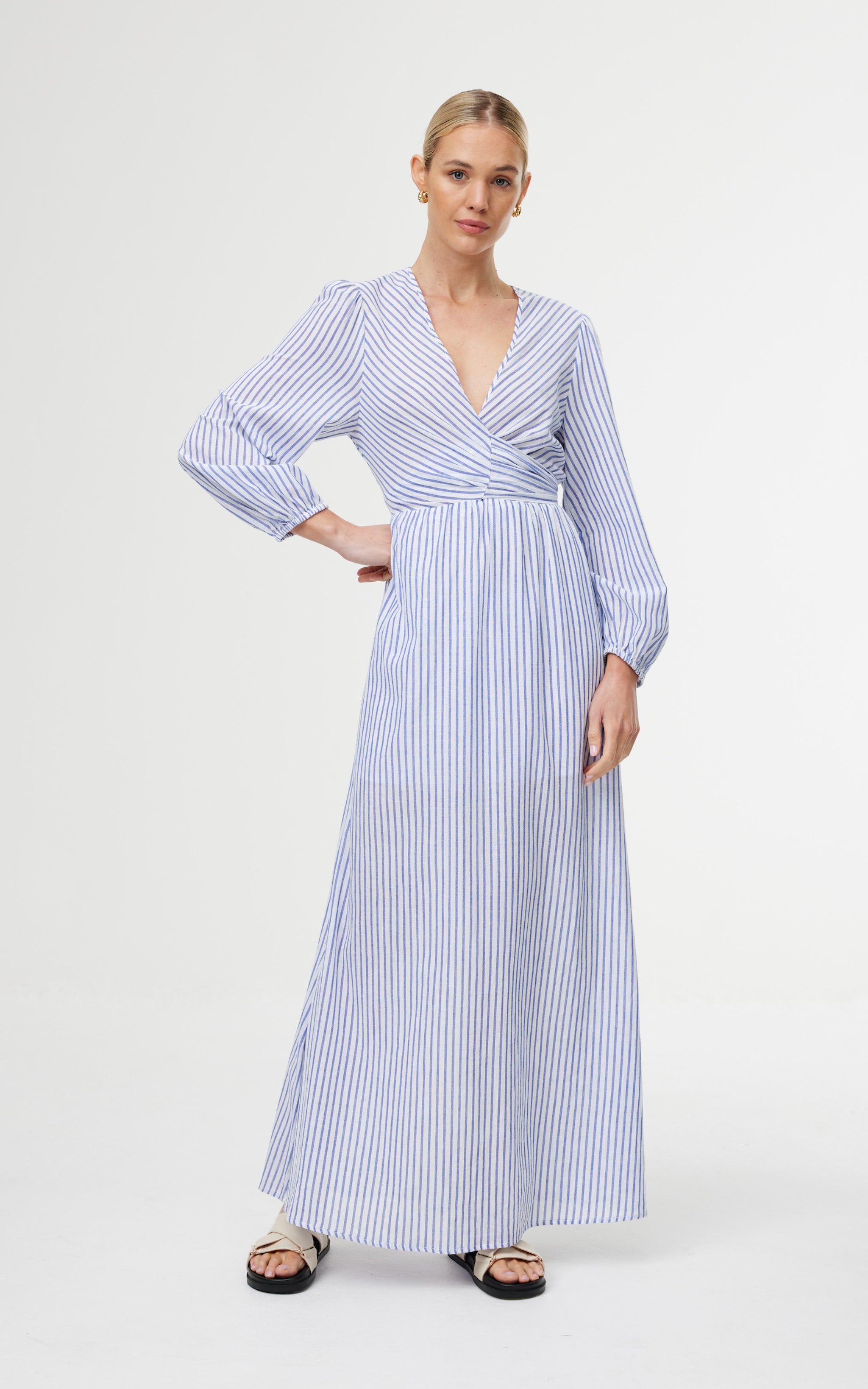 v neck dress linen 100% Linen Natural Summer V-Neck Dress ALEXA, Ivory / XXL