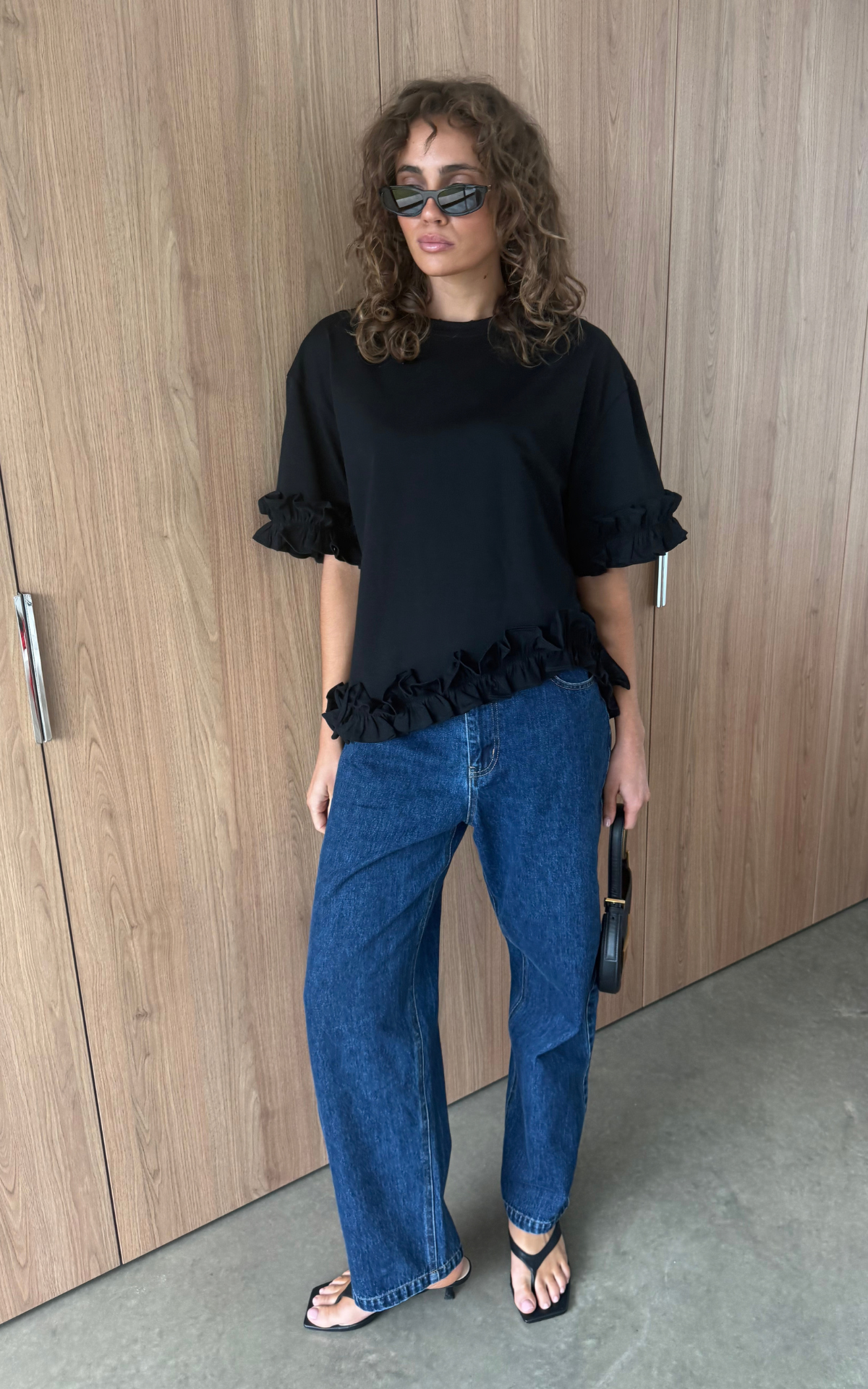 Ruffle Tee - Black