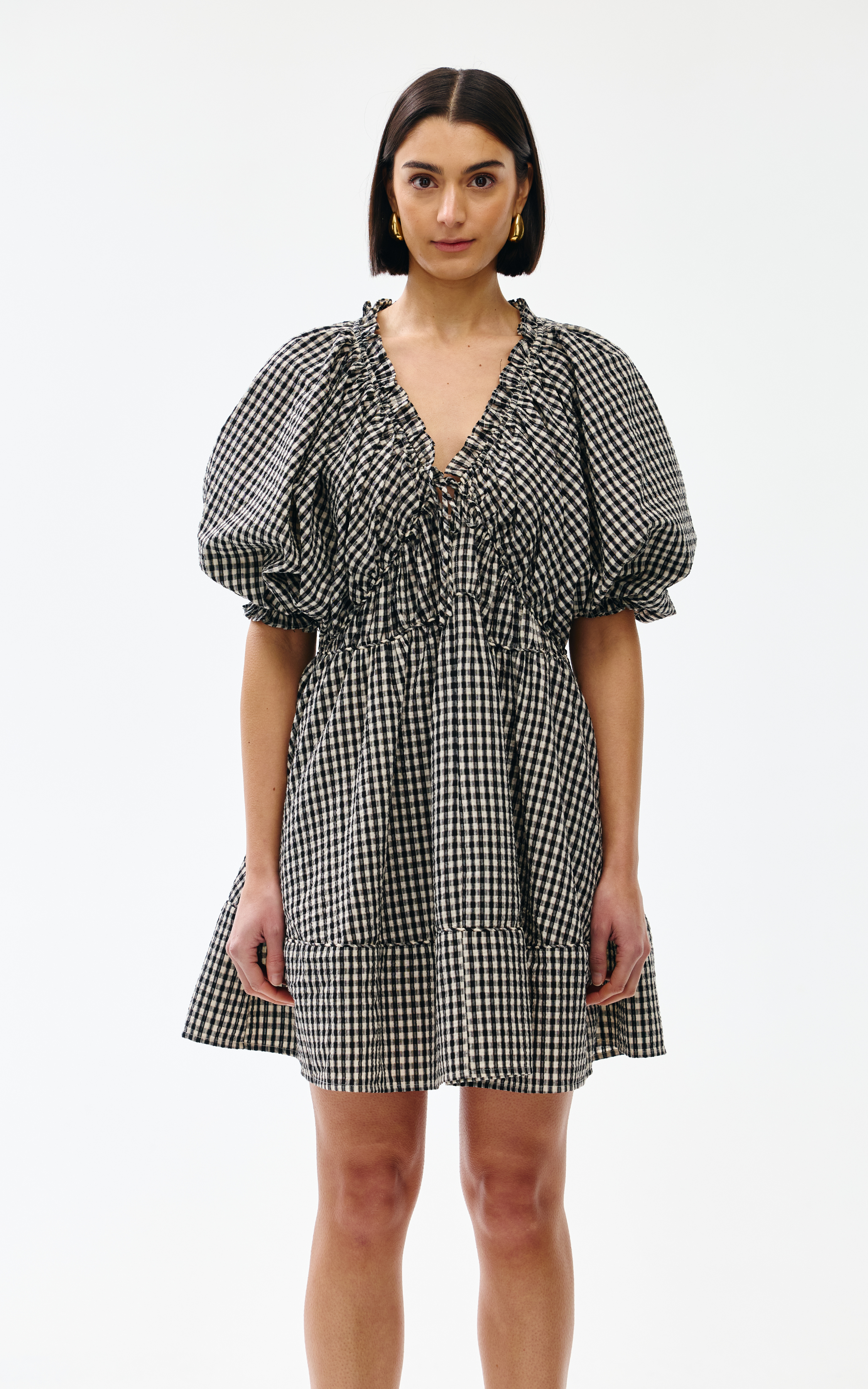 Pia Mini Dress - Black & Ivory Gingham