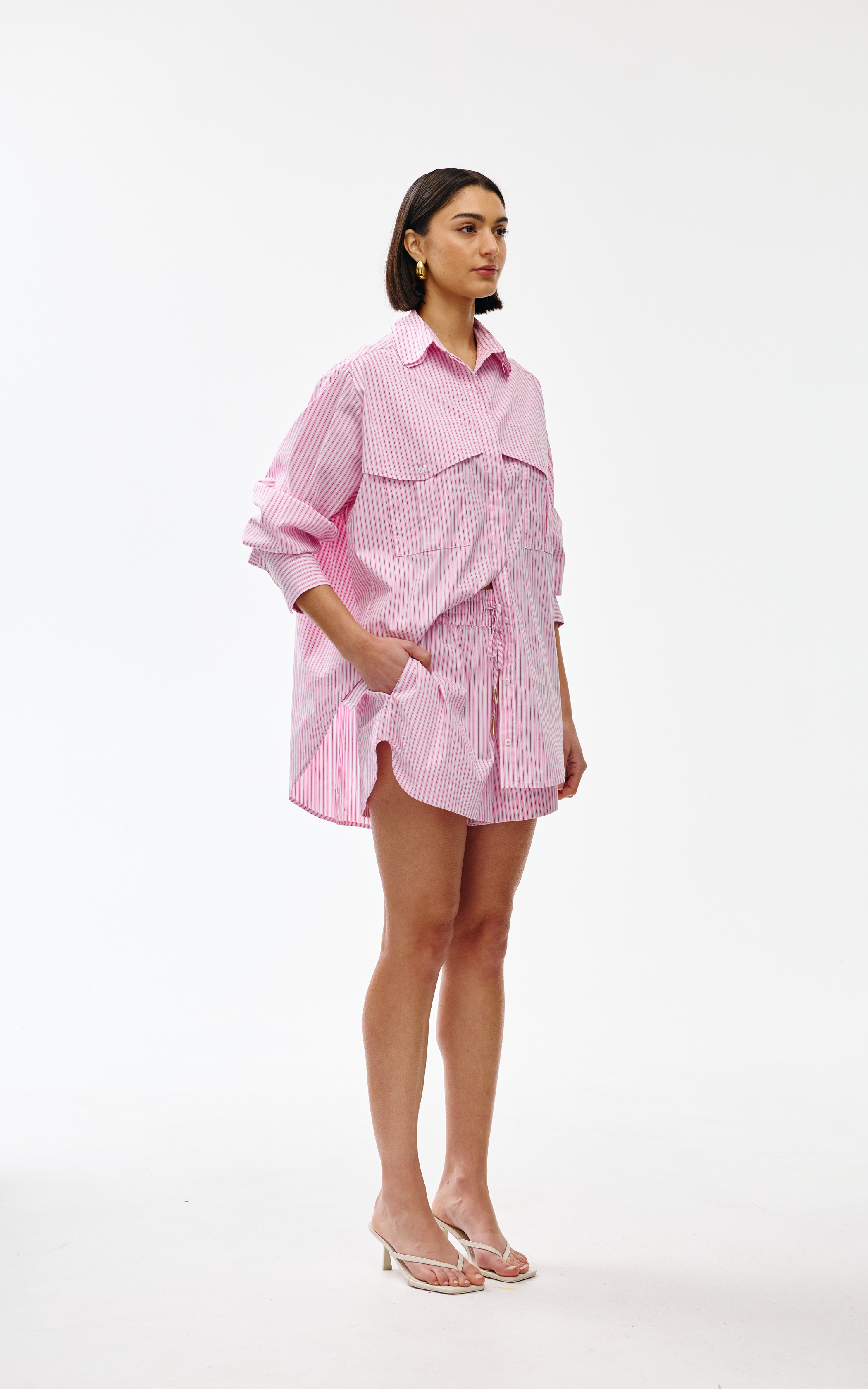 Juniper Short - Pink Pinstripe