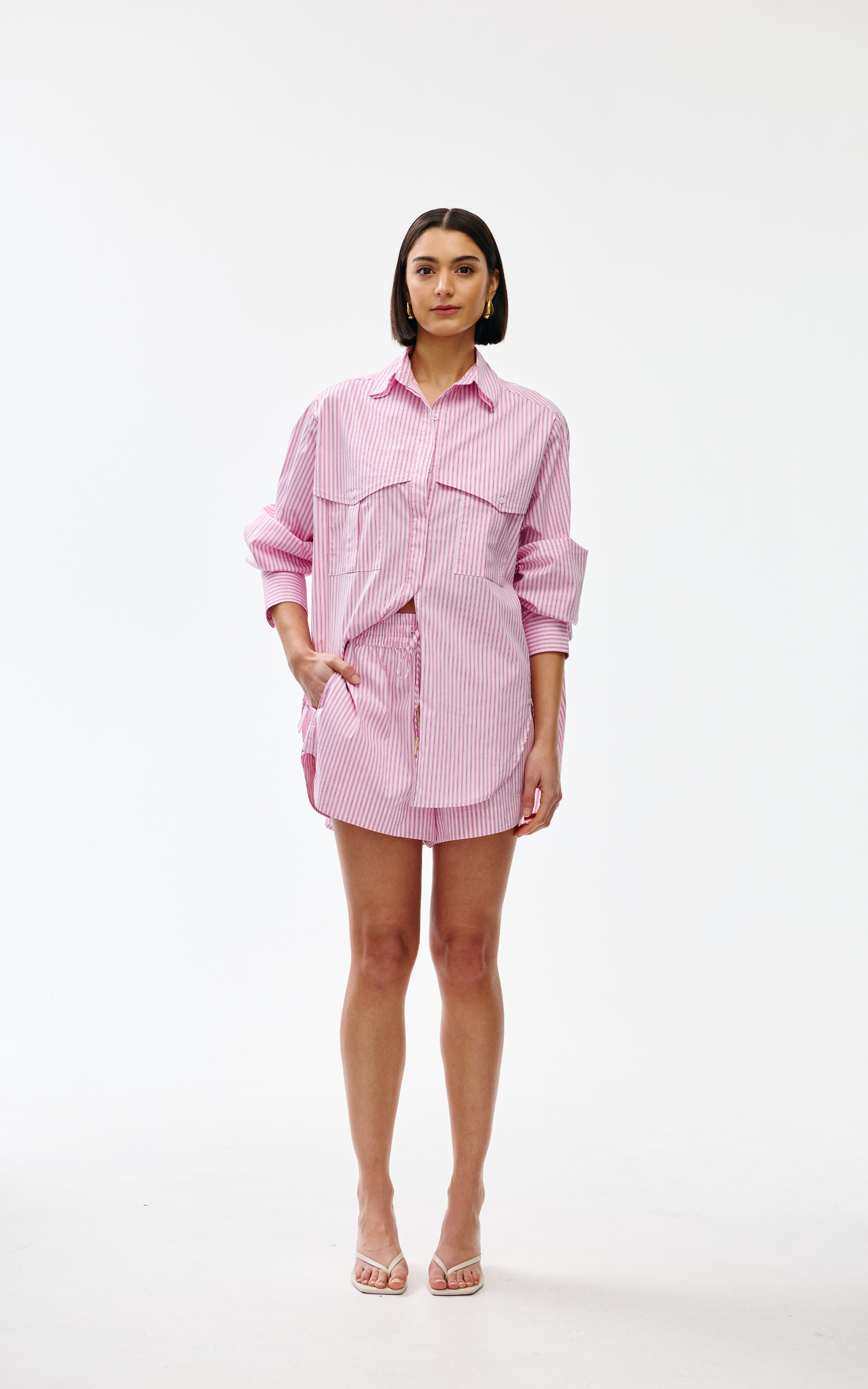 Juniper Short - Pink Pinstripe
