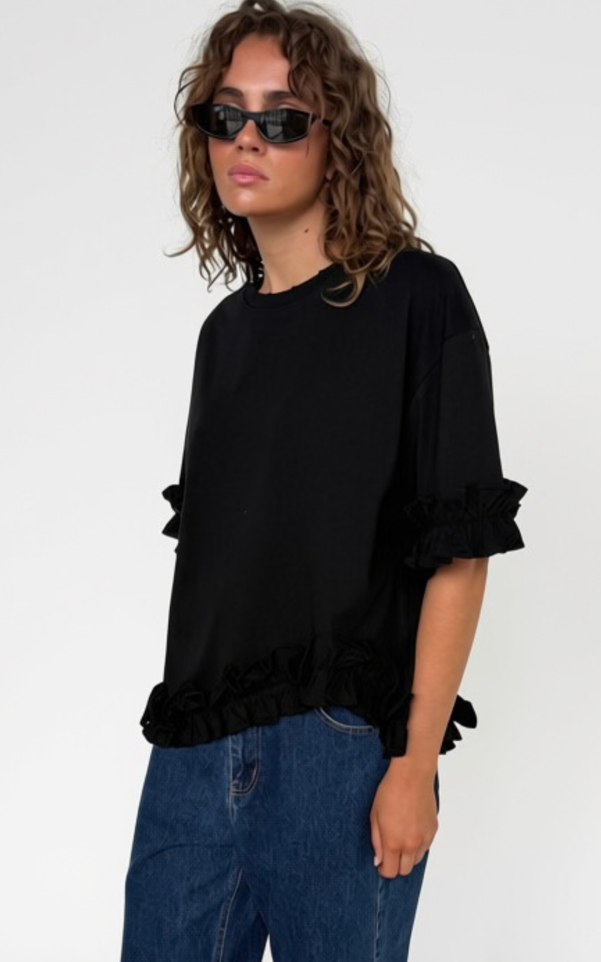 Ruffle Tee - Black