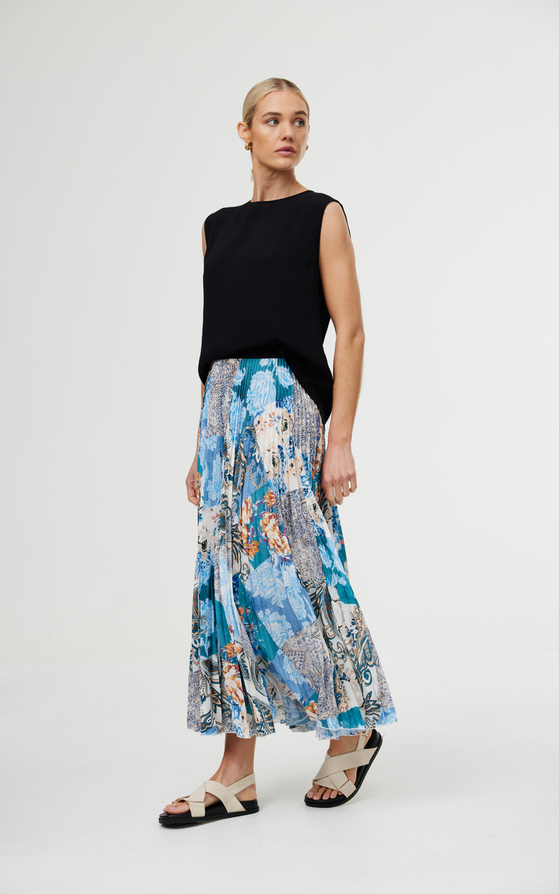 Goldie Skirt - Cyan Patchwork