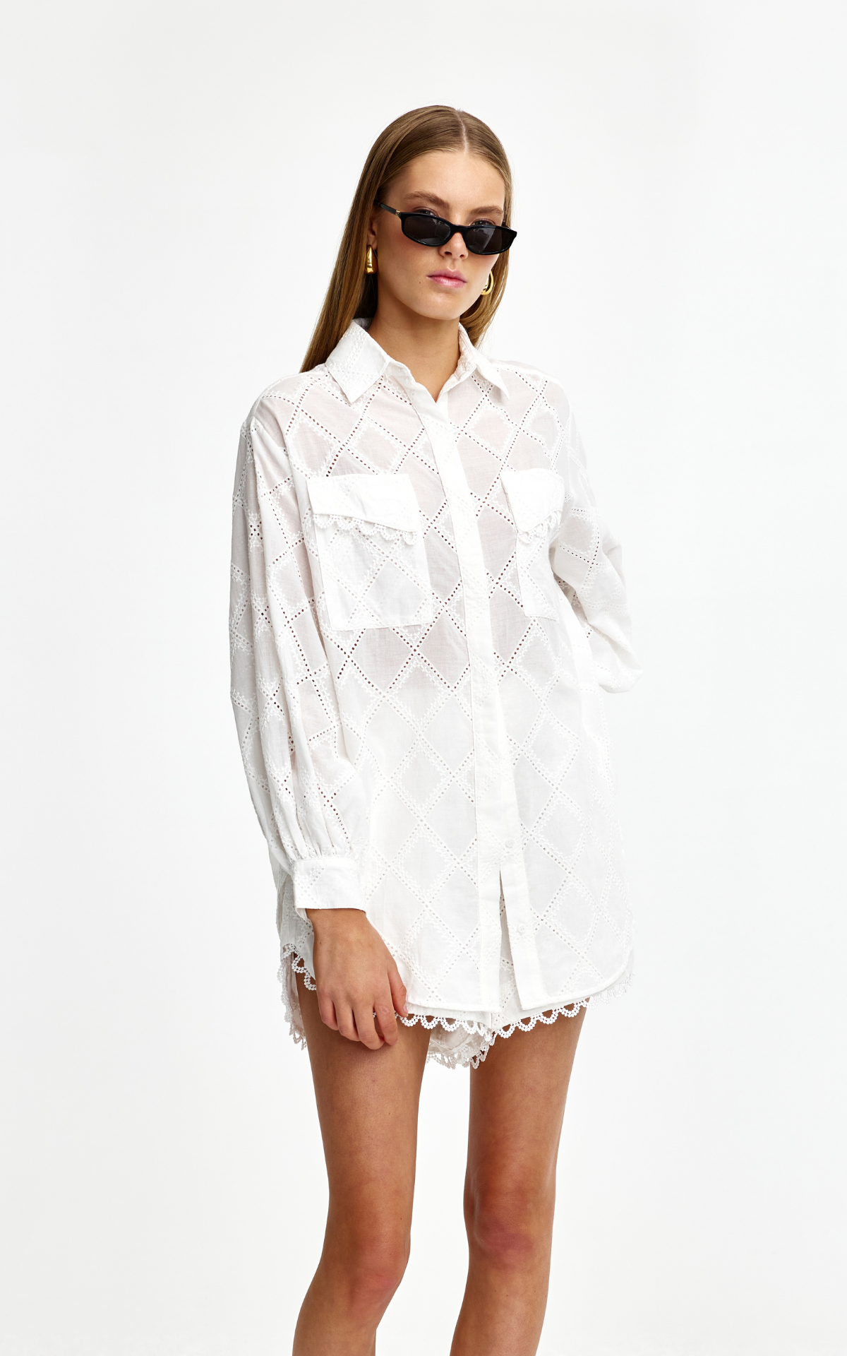 Laurel Diamond Lace Shirt - Ivory