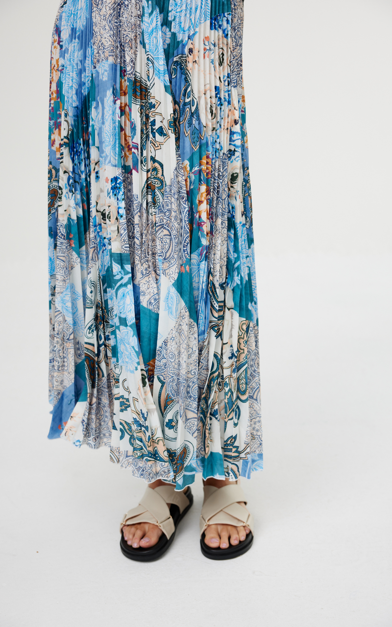 Goldie Skirt - Cyan Patchwork