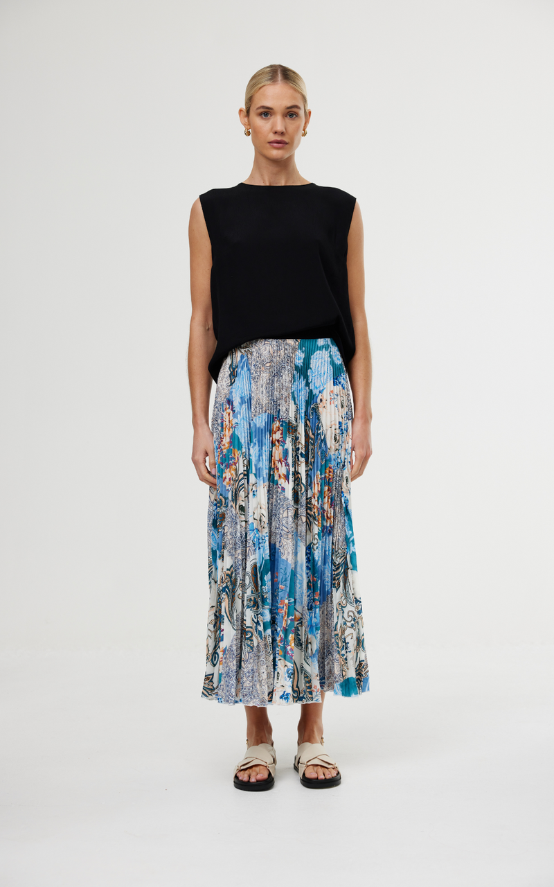 Goldie Skirt - Cyan Patchwork