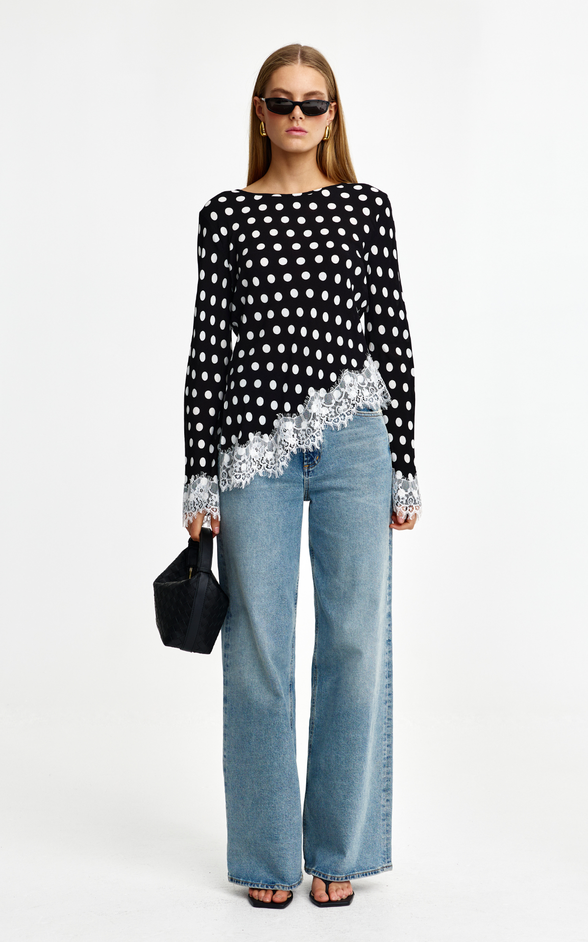 Nadia Lace Top - Navy Spot