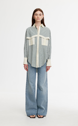 Ruby Shirt - Green/Stone Stripe