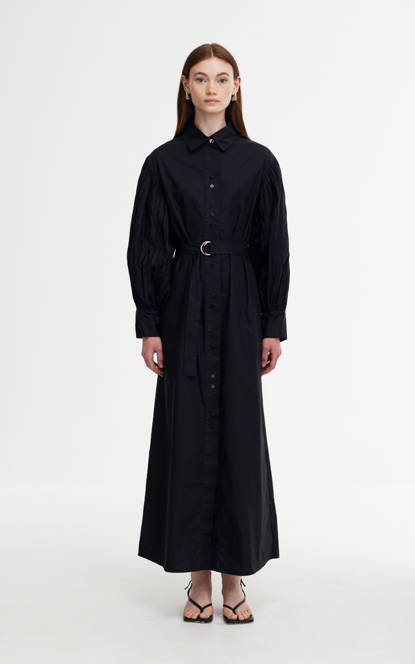 Harlow Pleat Dress - Black