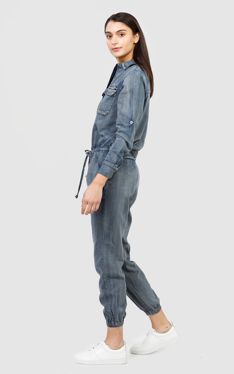 Cora Coverall - Washed Denim