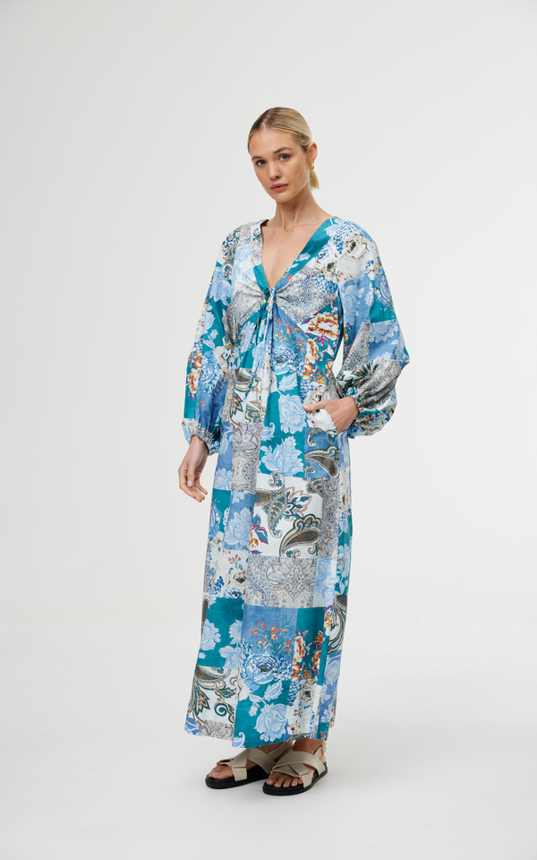 Marais Dress - Cyan Patchwork