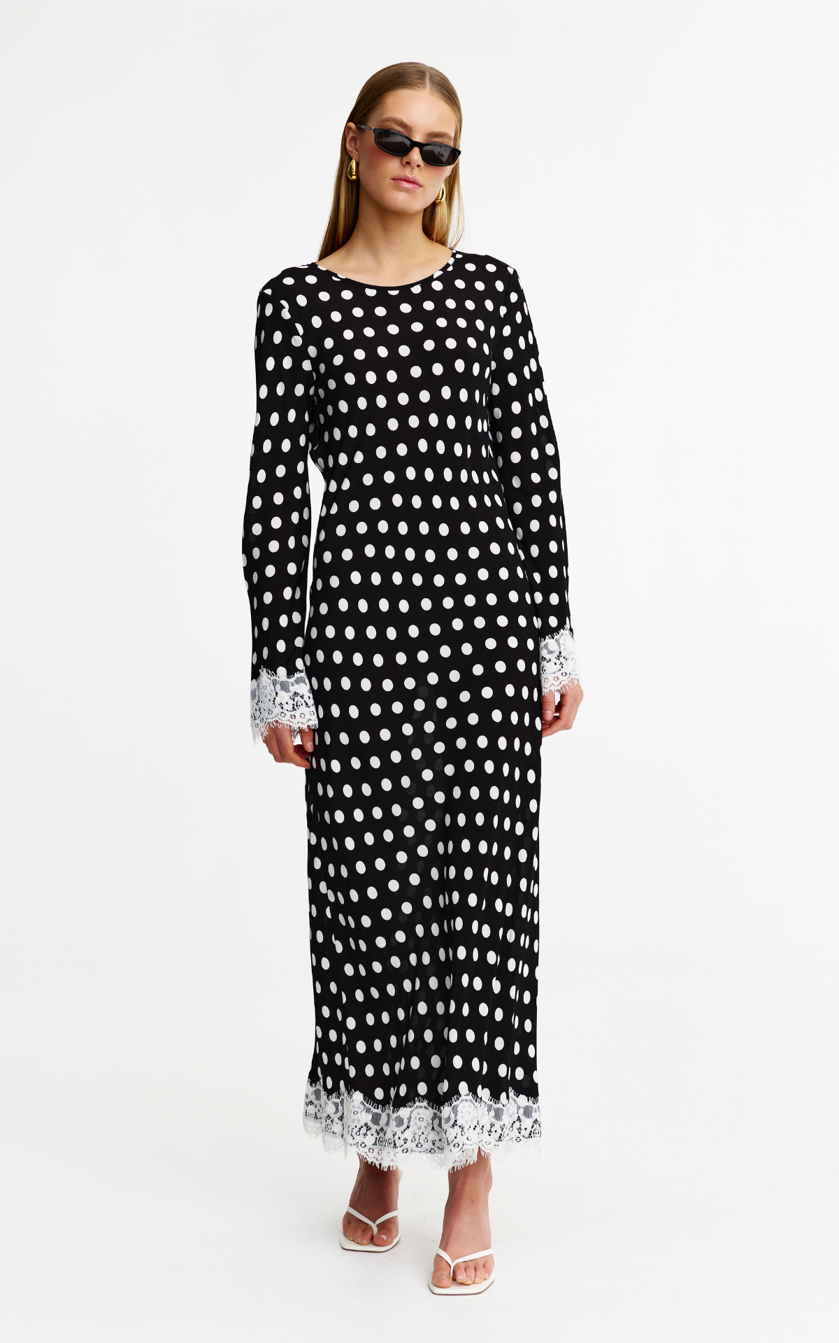Nadia Lace Dress - Navy Spot
