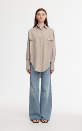 Riley Shirt - Stone/Ivory Stripe