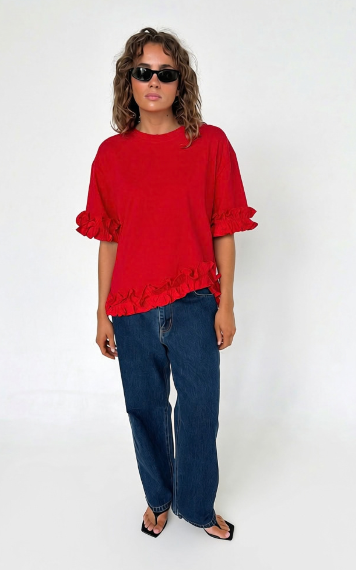 Ruffle Tee - Red