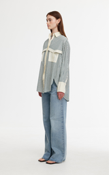 Ruby Shirt - Green/Stone Stripe
