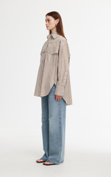 Riley Shirt - Stone/Ivory Stripe