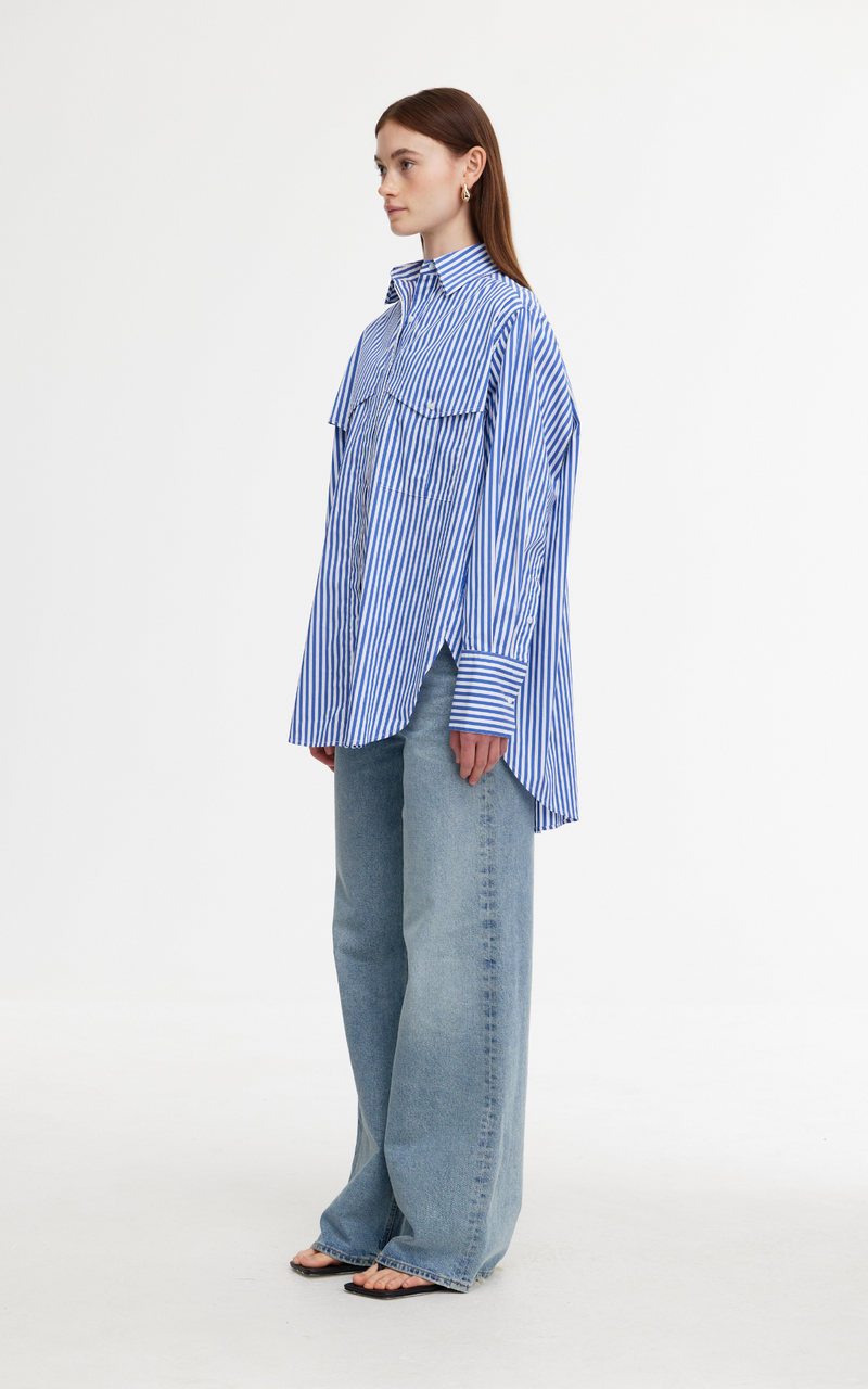 Riley Shirt - Navy/White stripe