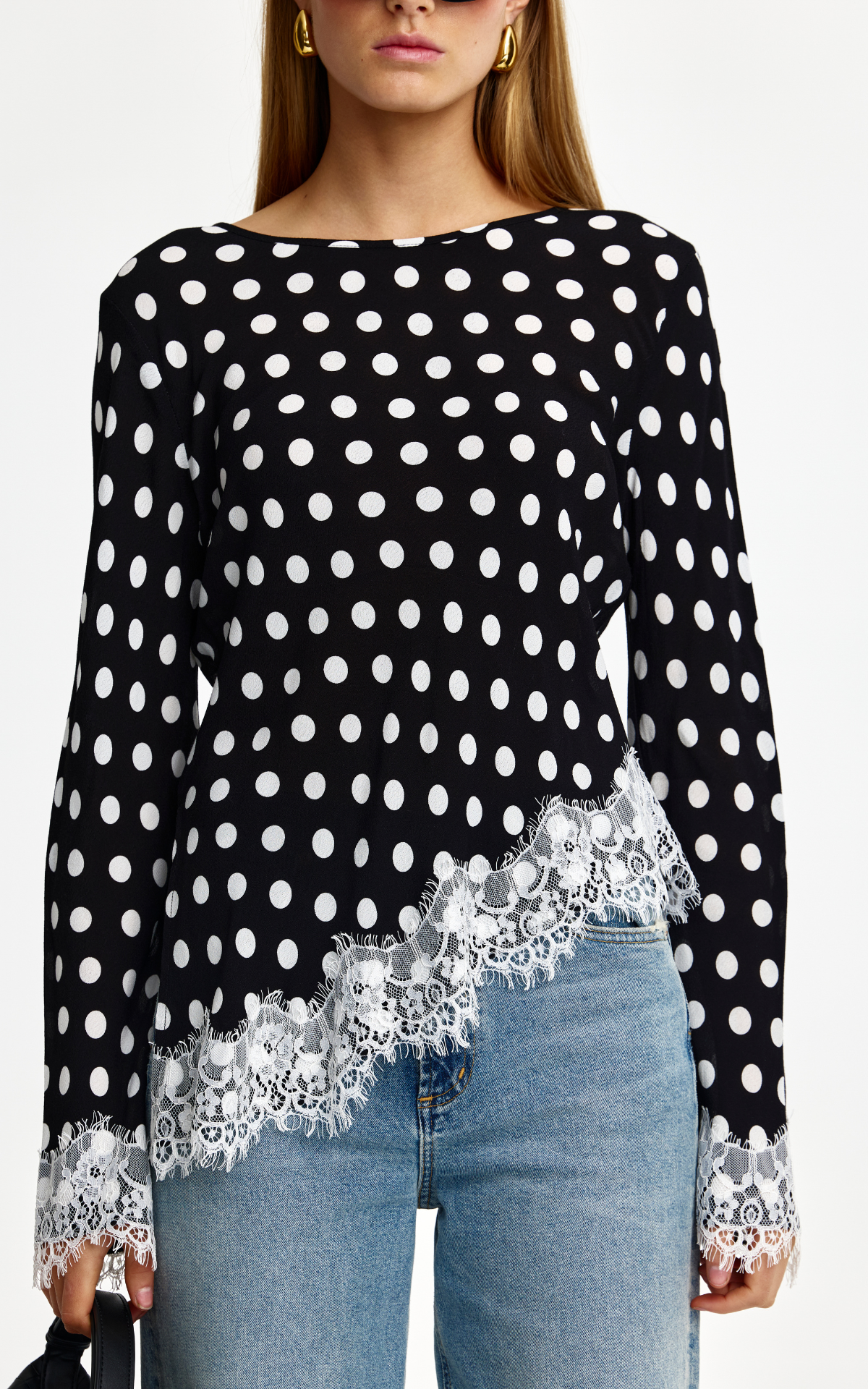 Nadia Lace Top - Navy Spot