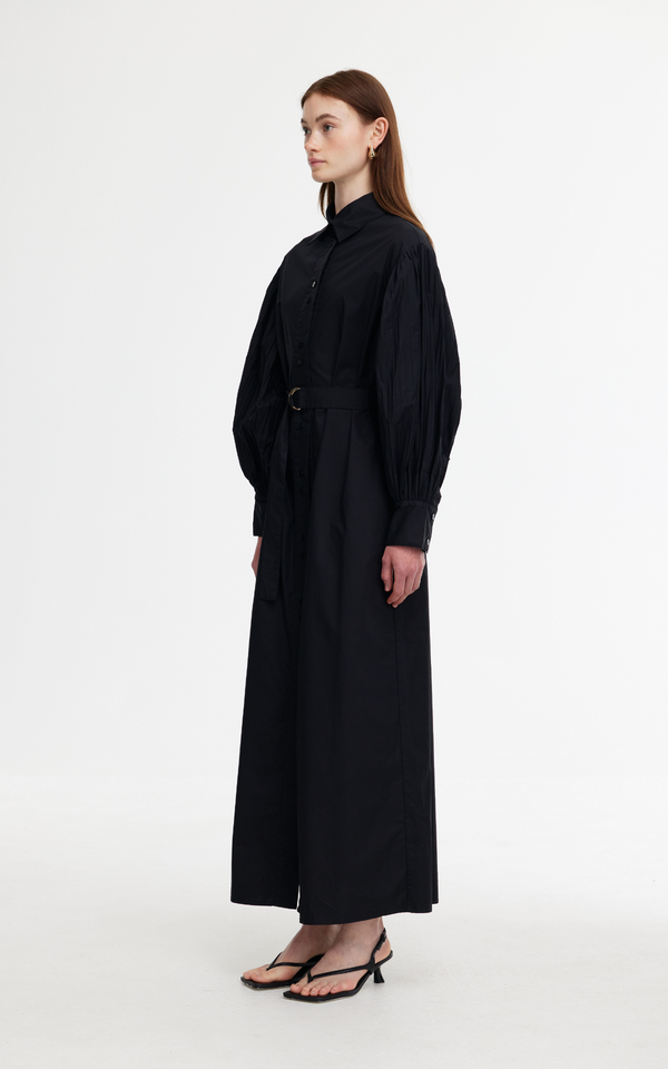 Harlow Pleat Dress - Black