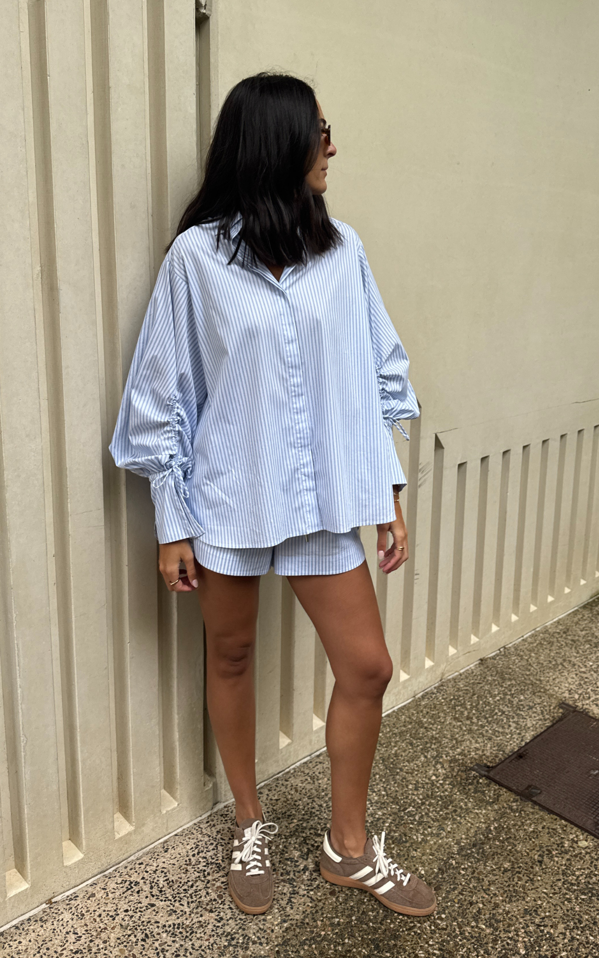 Juniper Short - Blue Pinstripe