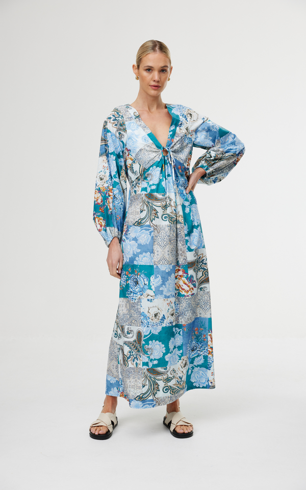 Marais Dress - Cyan Patchwork