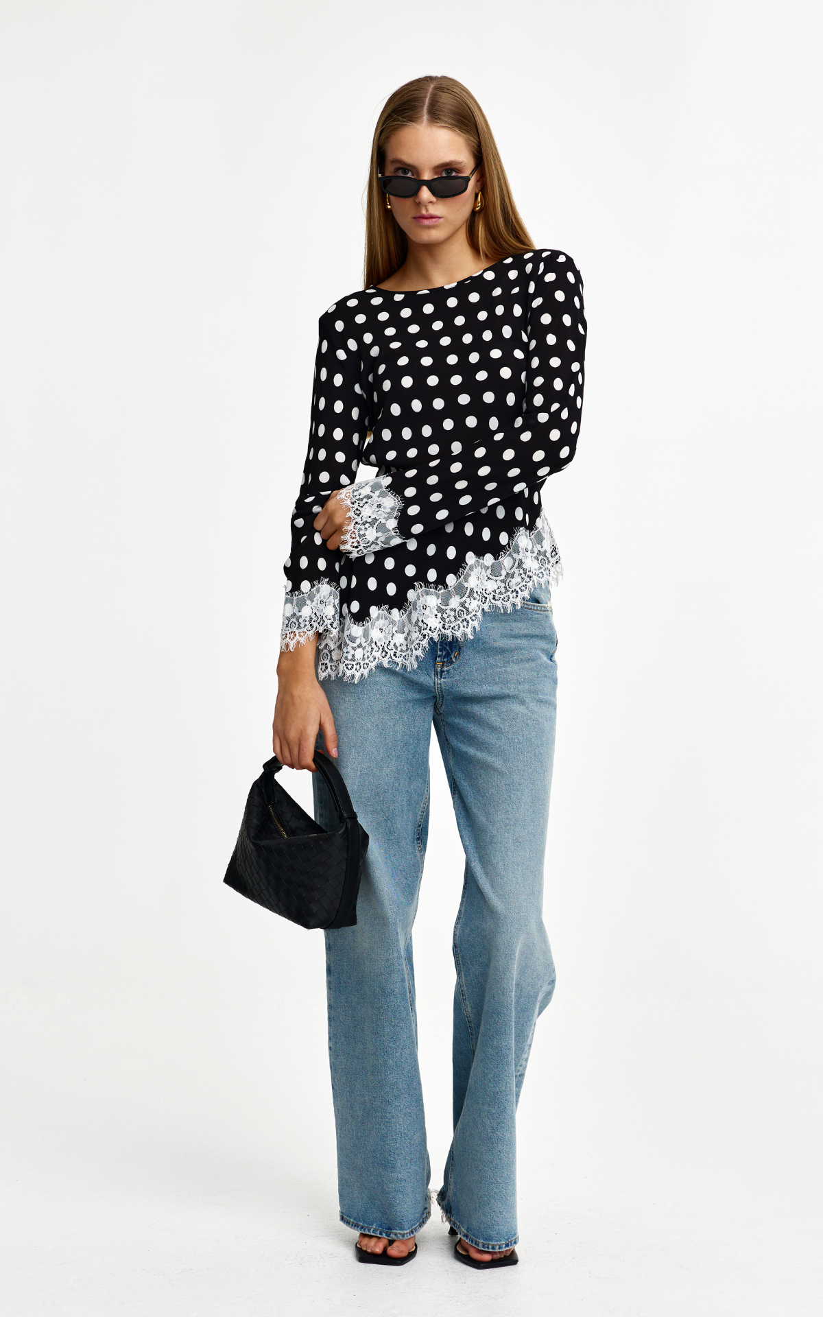 Nadia Lace Top - Navy Spot