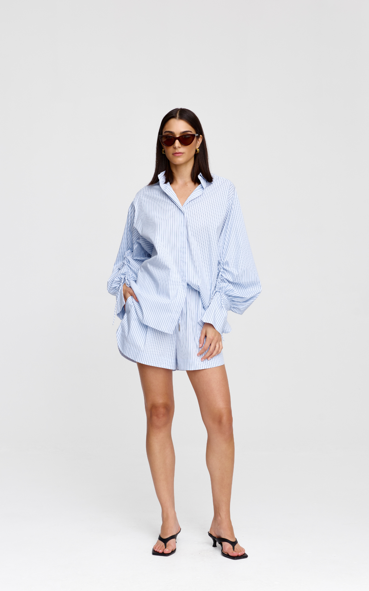 Juniper Short - Blue Pinstripe