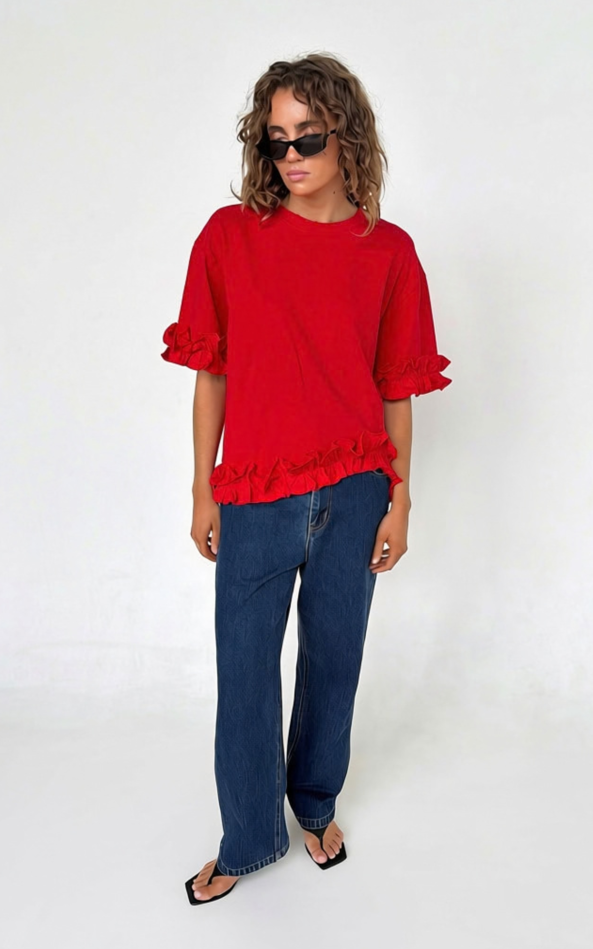 Ruffle Tee - Red