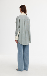 Ruby Shirt - Green/Stone Stripe