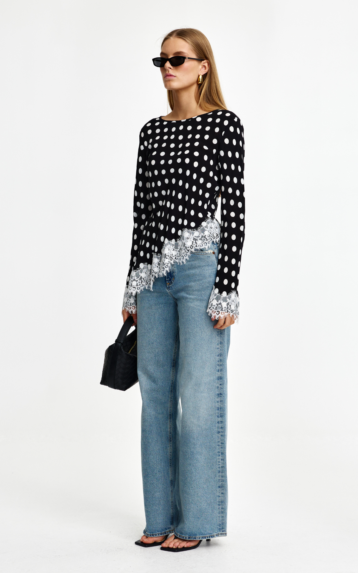 Nadia Lace Top - Navy Spot