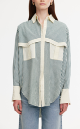 Ruby Shirt - Green/Stone Stripe