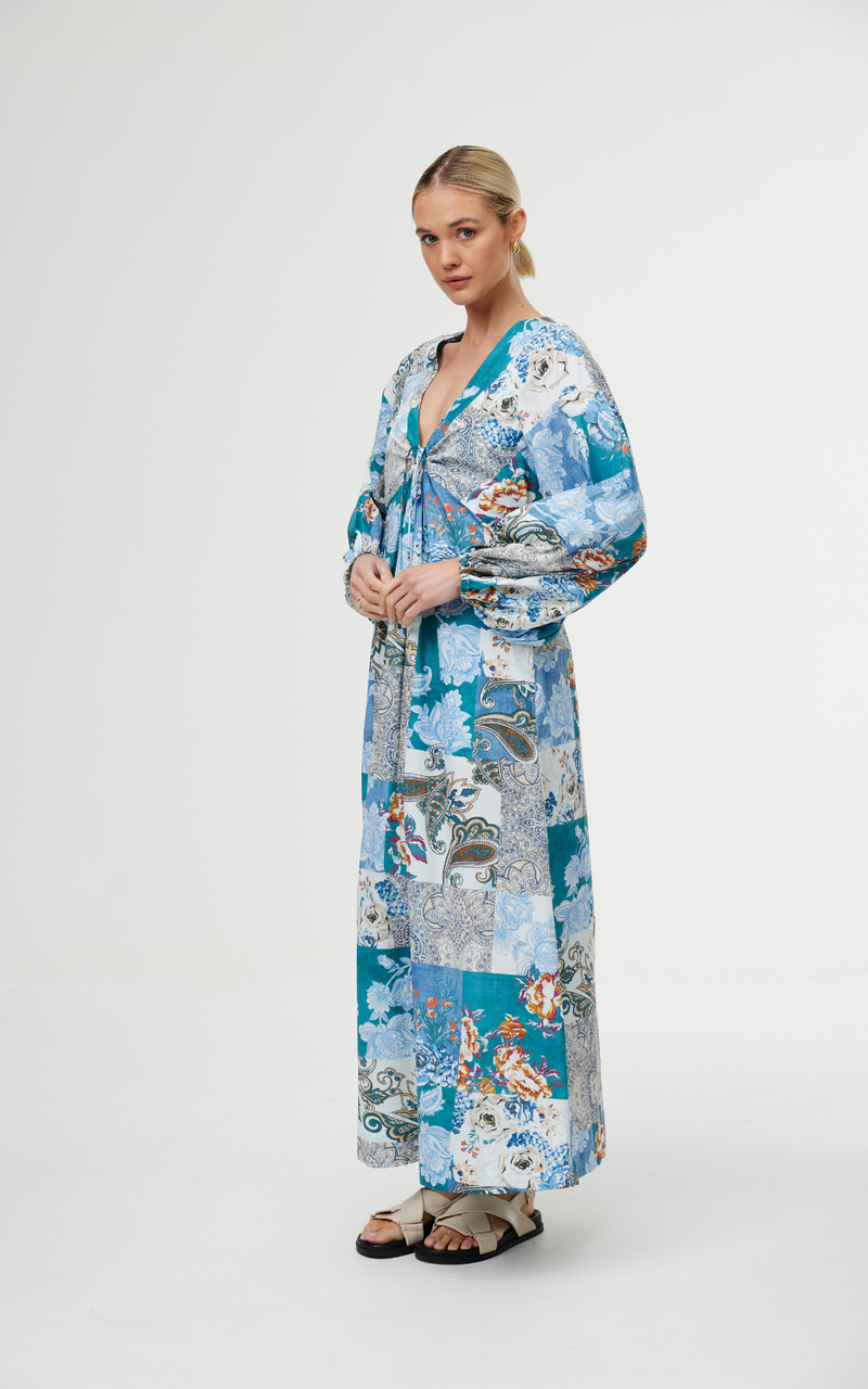 Marais Dress - Cyan Patchwork